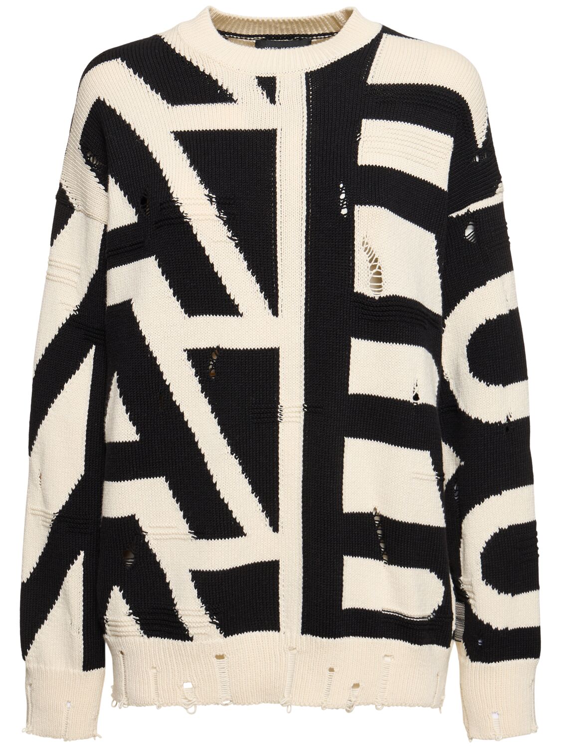 Marc Jacobs 破洞大廓型monogram毛衣 In Cream,black