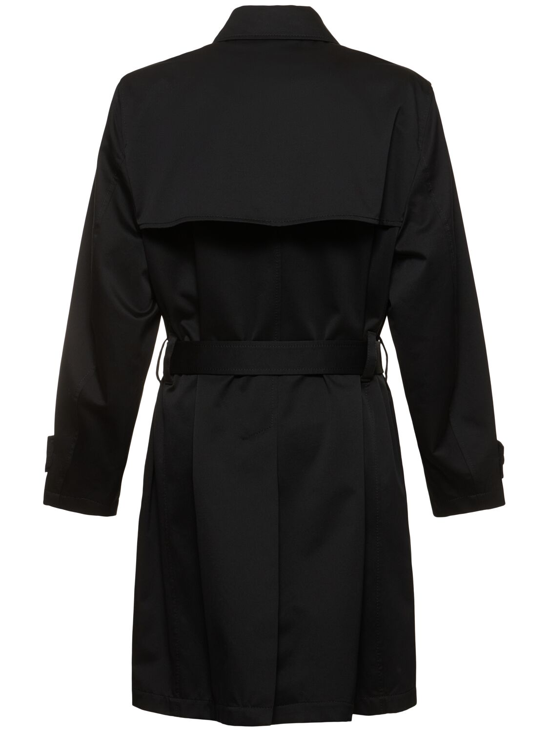 Shop Versace Cotton Gabardine Trench Coat In Black