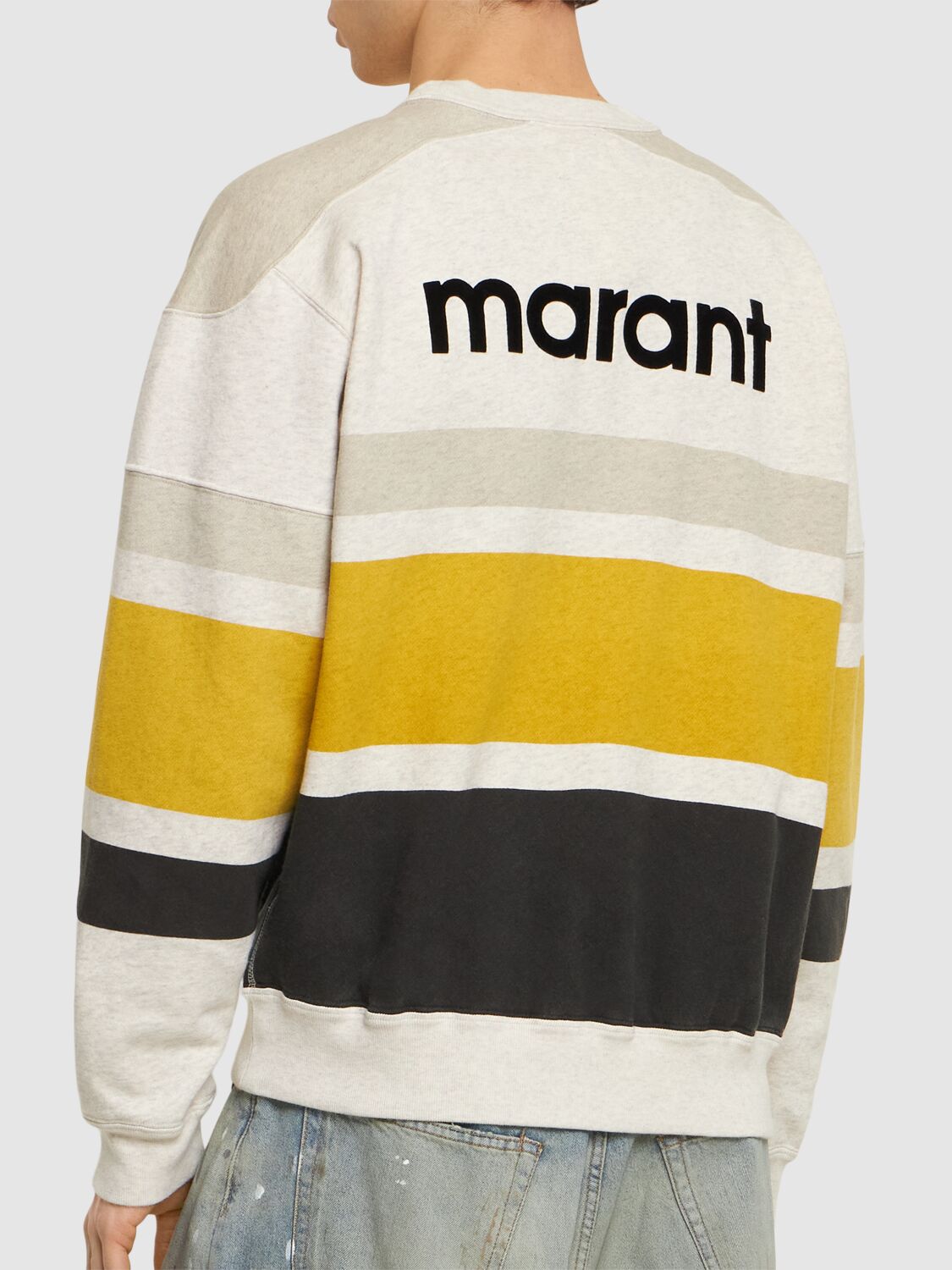 Shop Marant Meyoan Cotton Blend Sweatshirt In White,yellow
