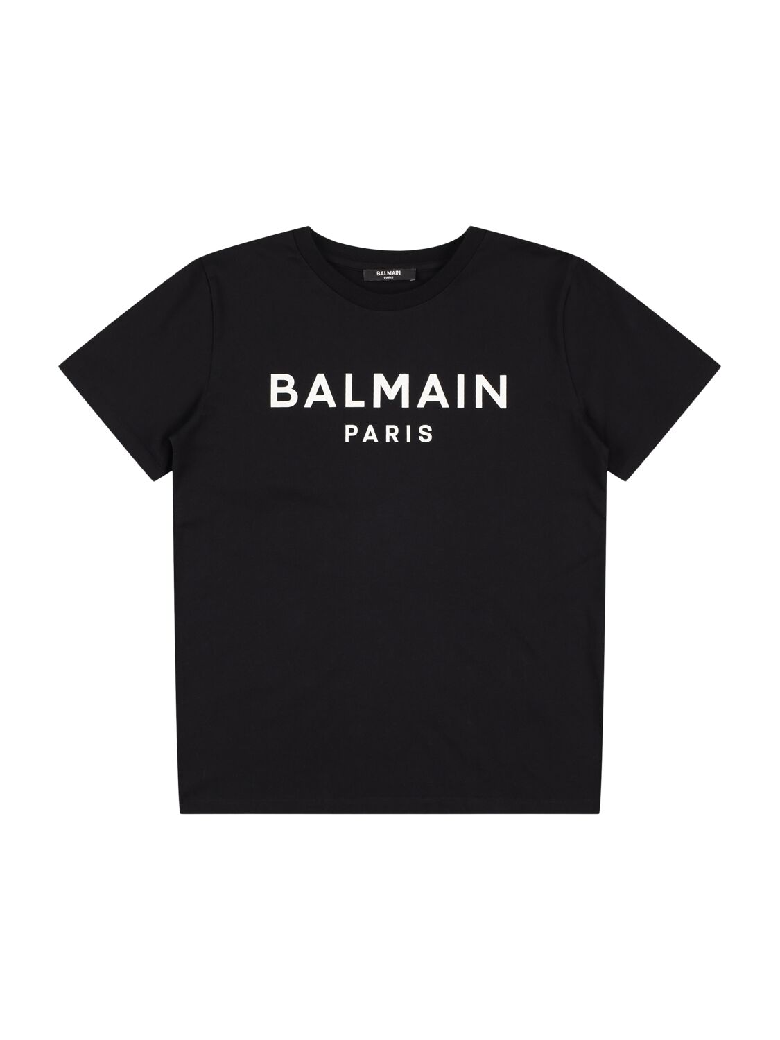 Balmain Kids' Logo棉质平纹针织t恤 In Black,white
