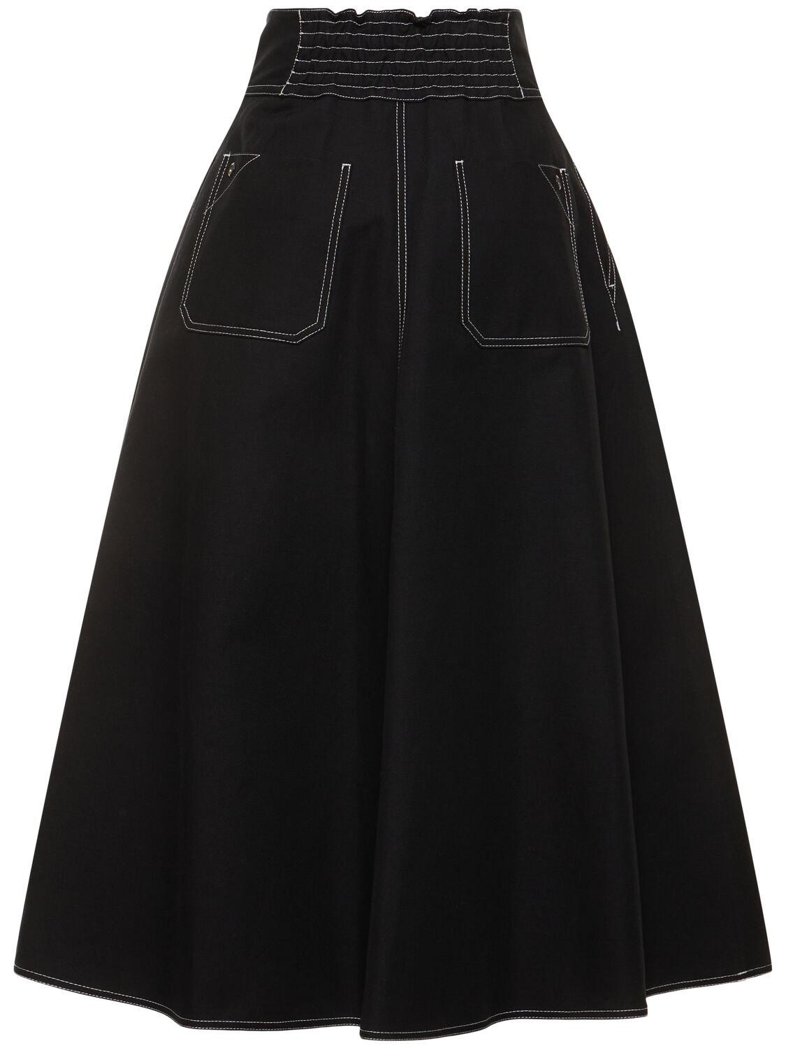Shop Max Mara Yamato Cotton & Linen Canvas Midi Skirt In Black