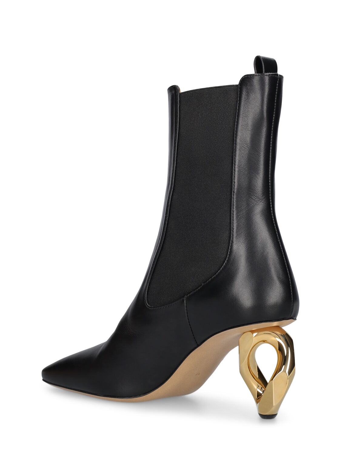 Shop Jw Anderson 75mm Ankle Boots W/ Chain Heel In Black