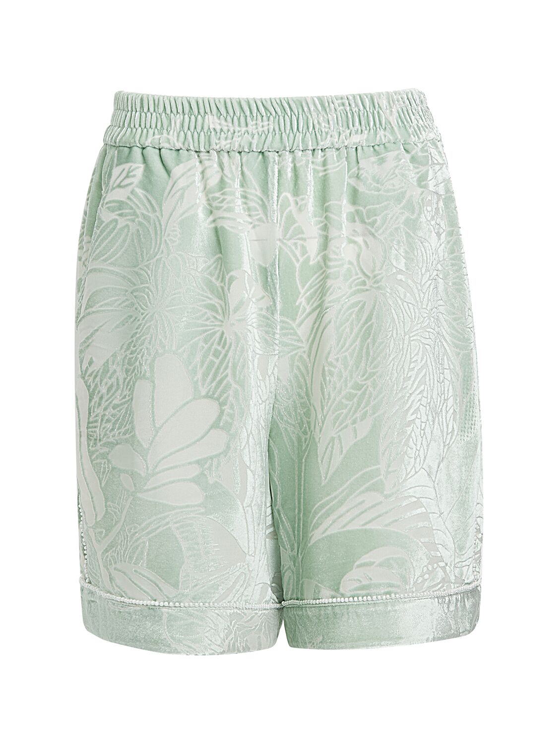Mithridate Printed Stretch Silk Shorts In White,green