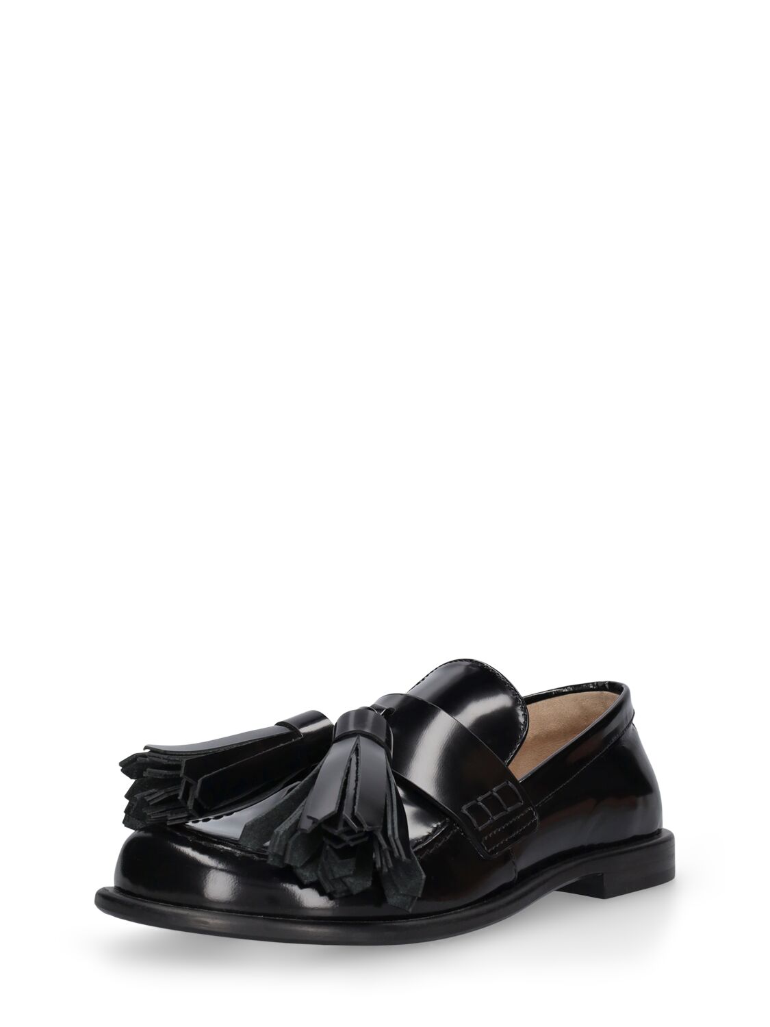 Shop Jw Anderson 10mm Tassel Leather Loafers In Black