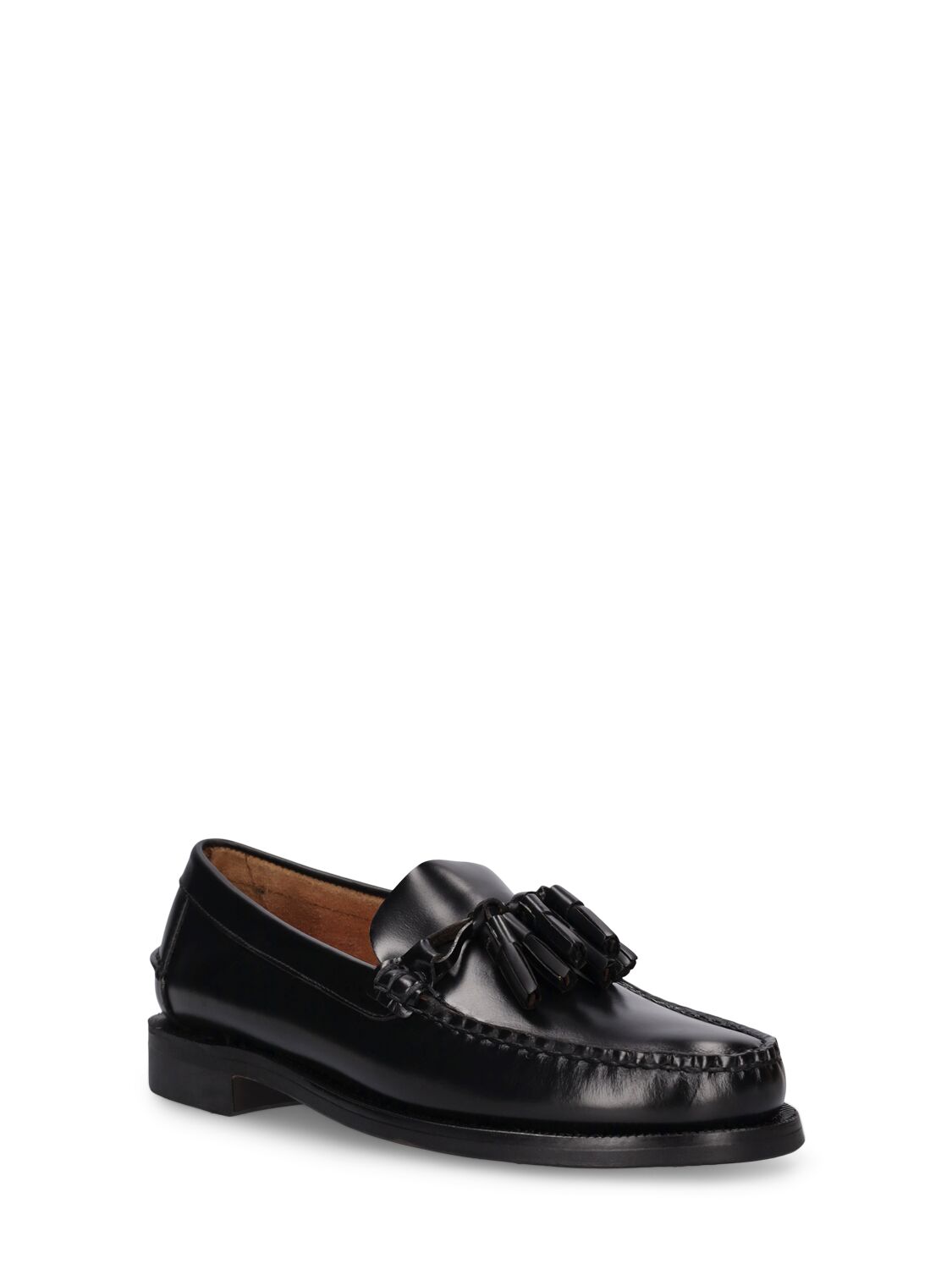 Shop Sebago Dan Triple Tassel Smooth Leather Loafers In Black