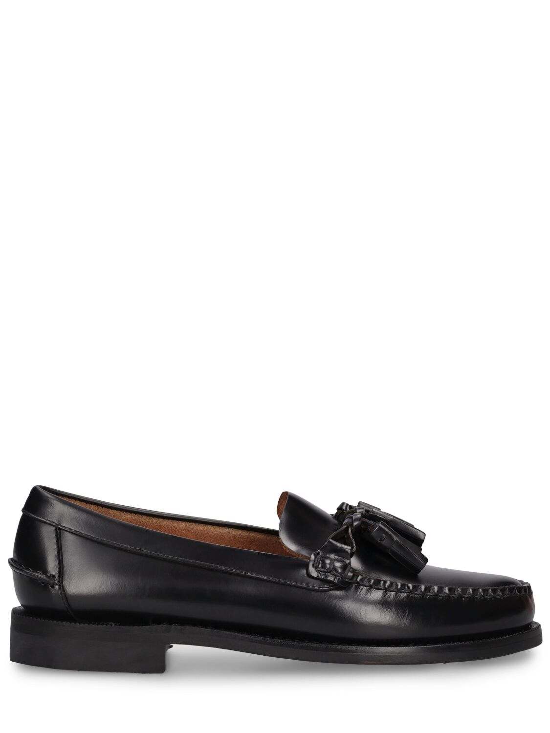 Shop Sebago Dan Triple Tassel Smooth Leather Loafers In Black