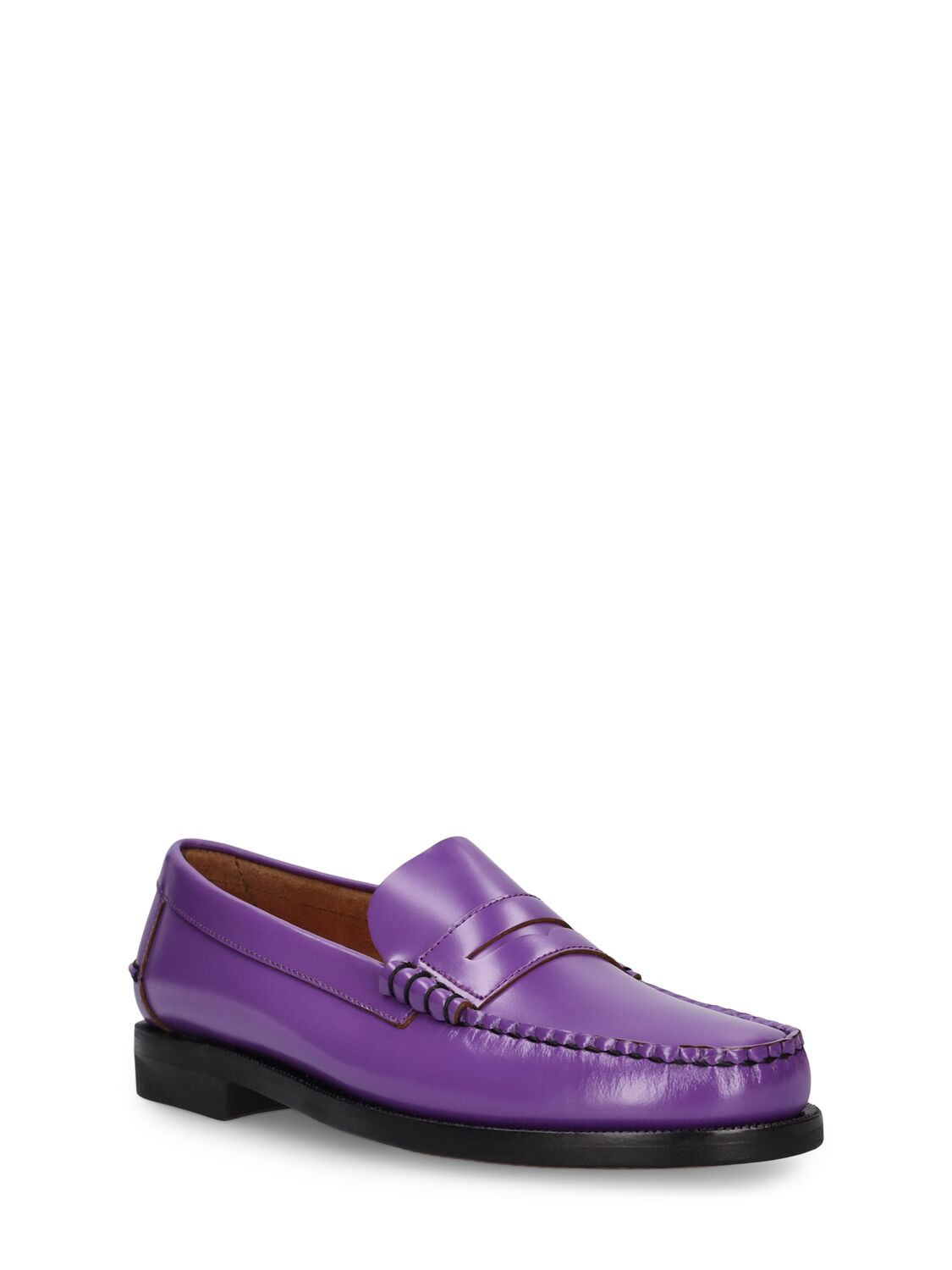 Shop Sebago Dan Outsides Smooth Leather Loafers In Purple