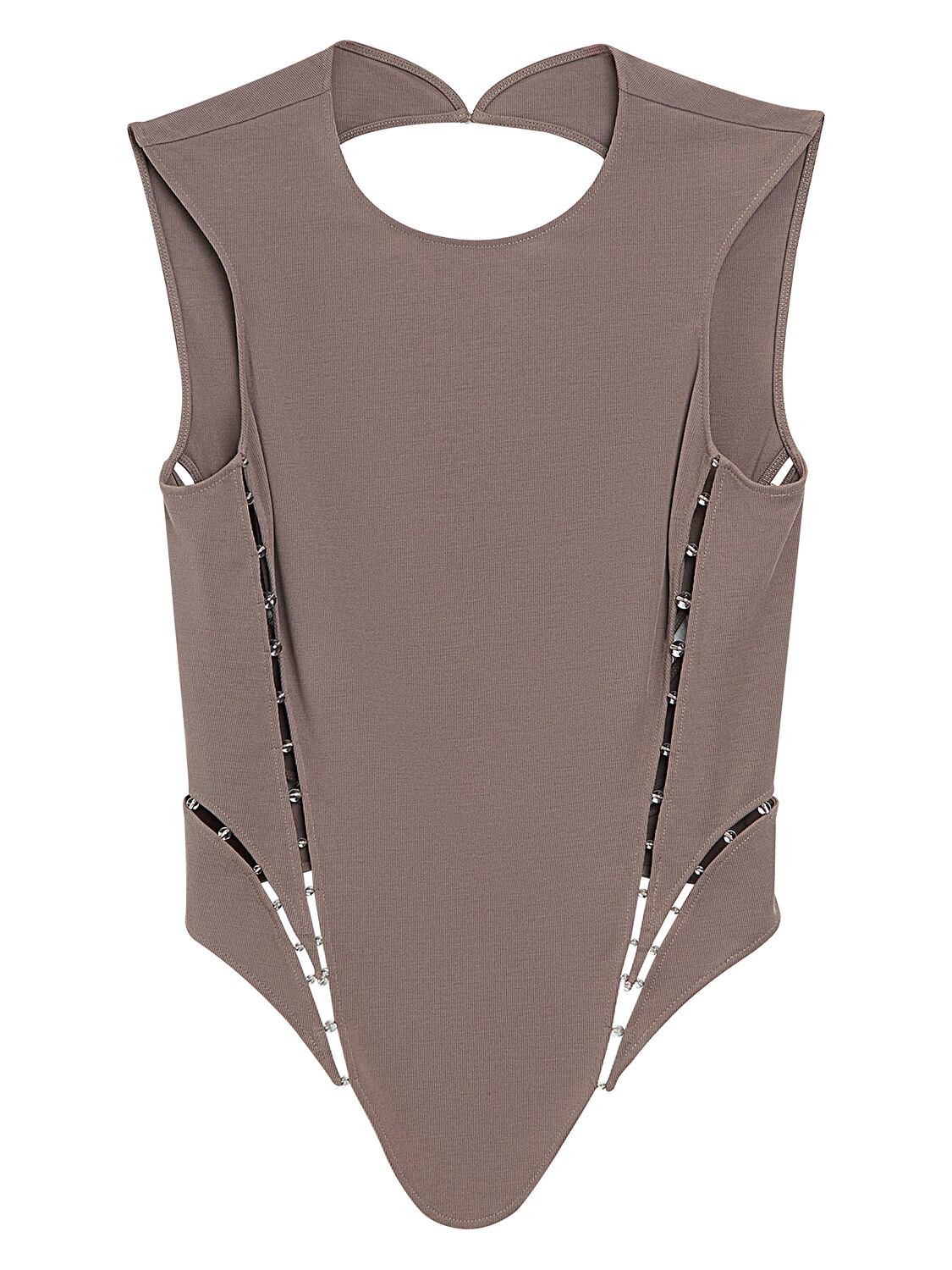 Mithridate Sleeveless Tech Corset Top In Taupe Grey