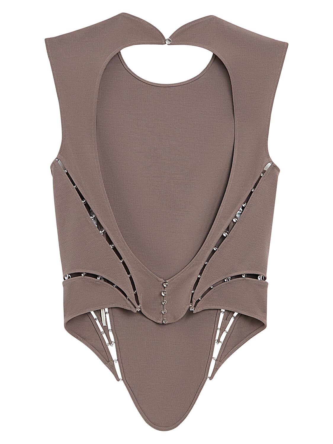 Shop Mithridate Sleeveless Tech Corset Top In Taupe Grey