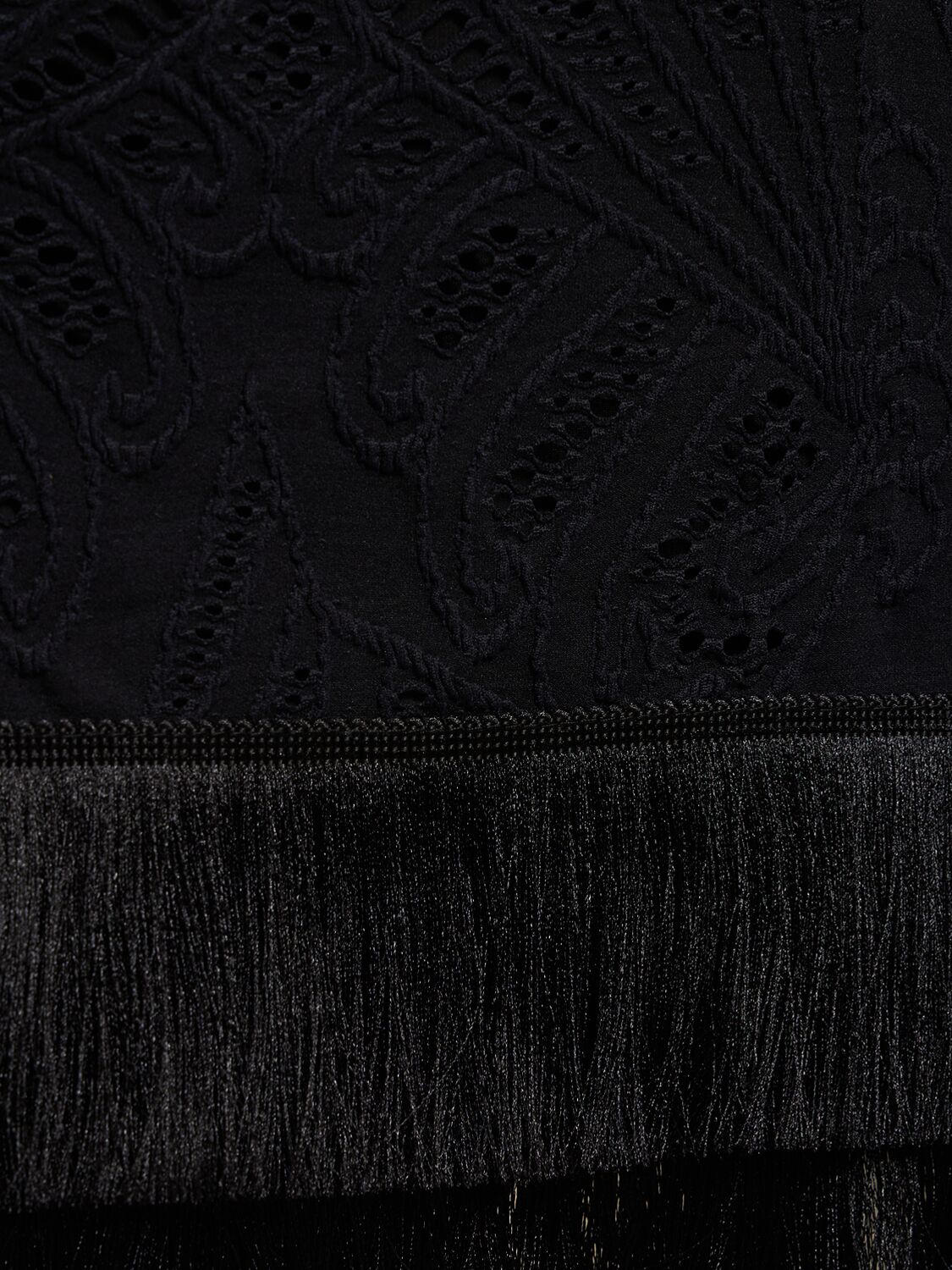 Shop Patbo Lace Mini Dress W/ Fringes In Black
