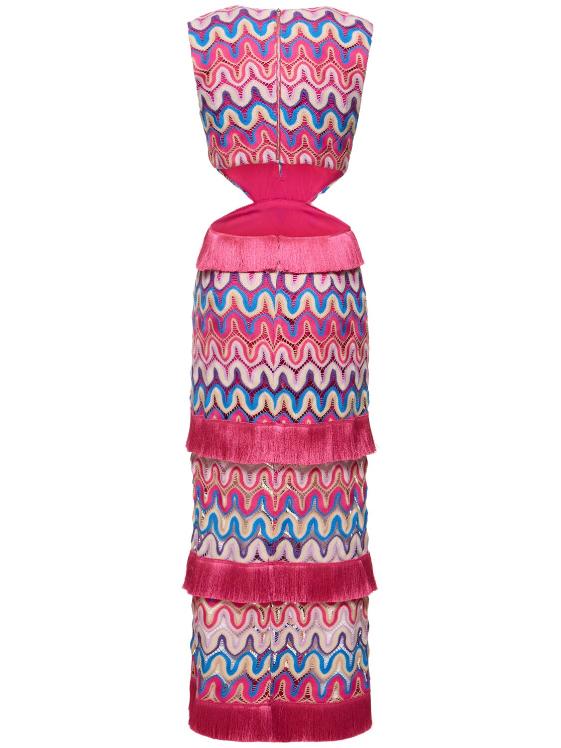 Shop Patbo Cutout Crochet Maxi Dress In Pink,multi