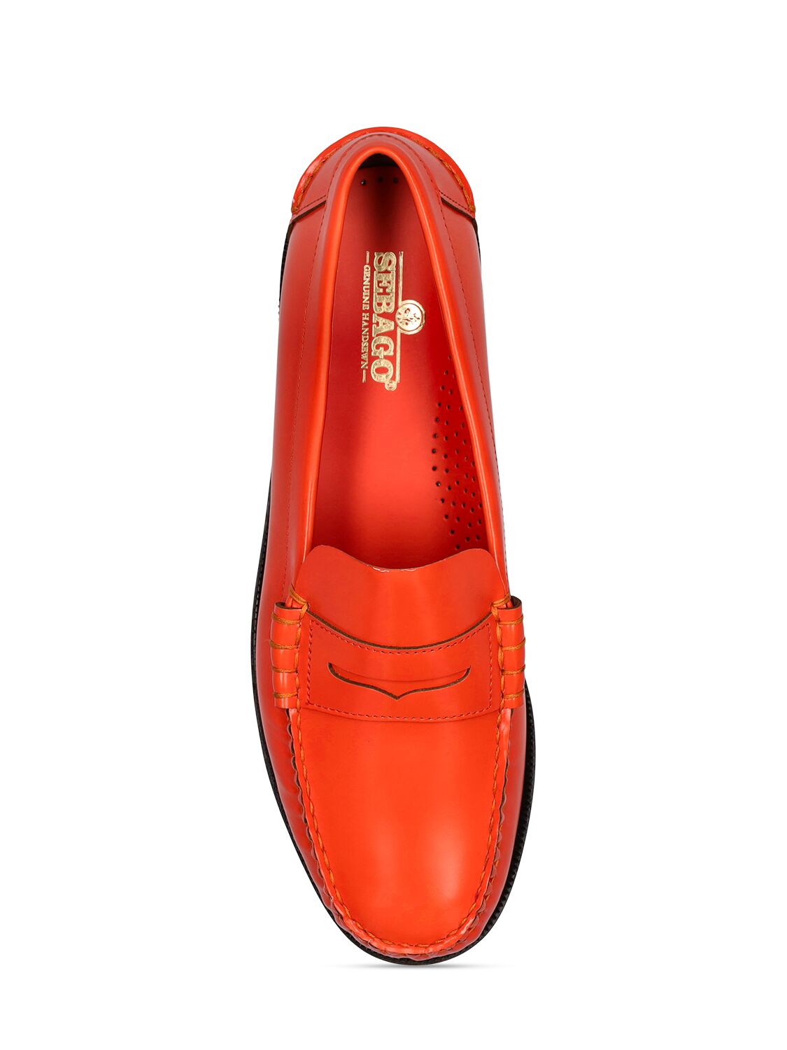 Shop Sebago Dan Outsides Smooth Leather Loafers In Orange