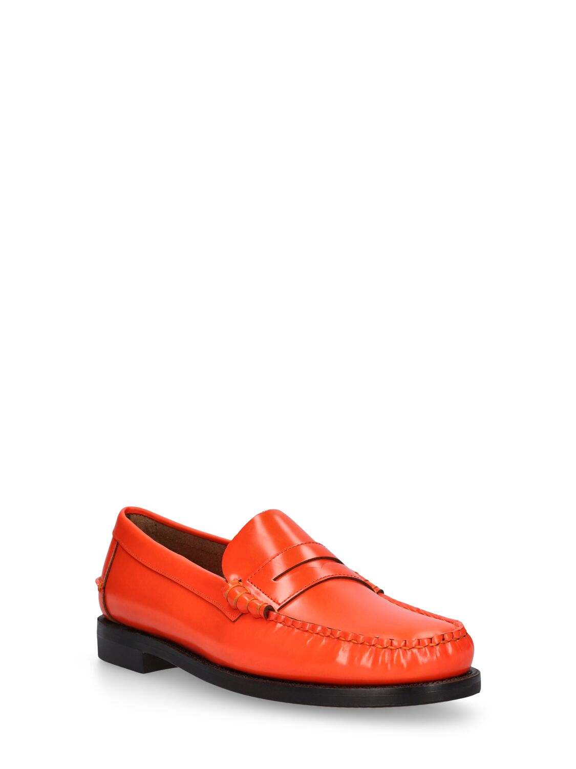 Shop Sebago Dan Outsides Smooth Leather Loafers In Orange