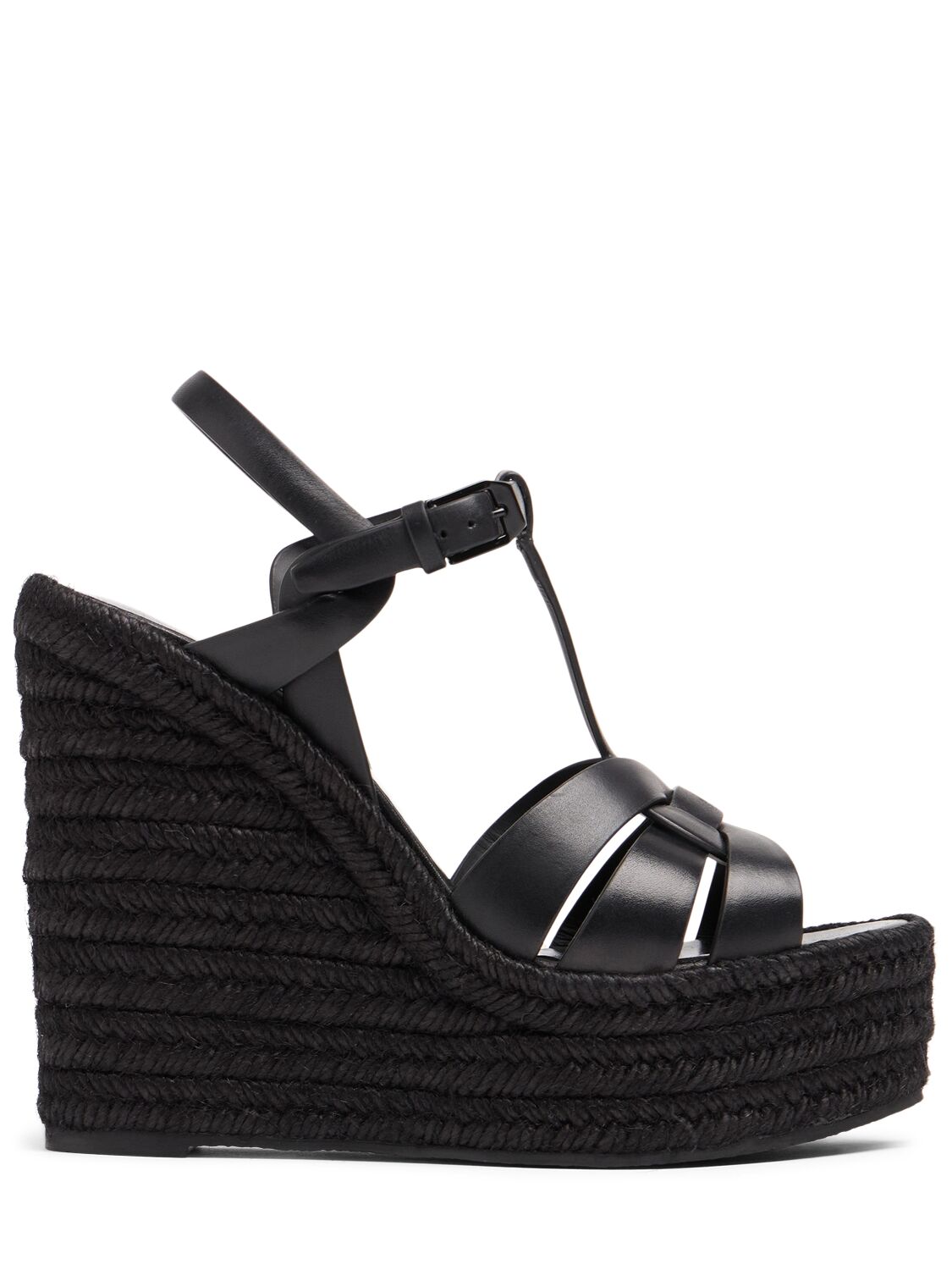 120mm Tribute Leather Espadrille Wedges