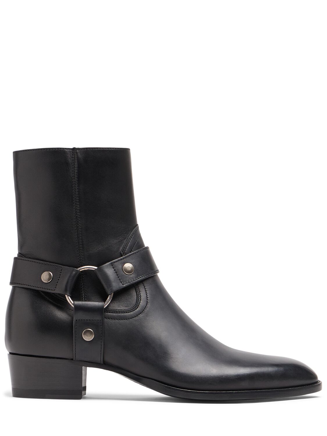 40mm Wyatt Belted Leather Cropped Boots