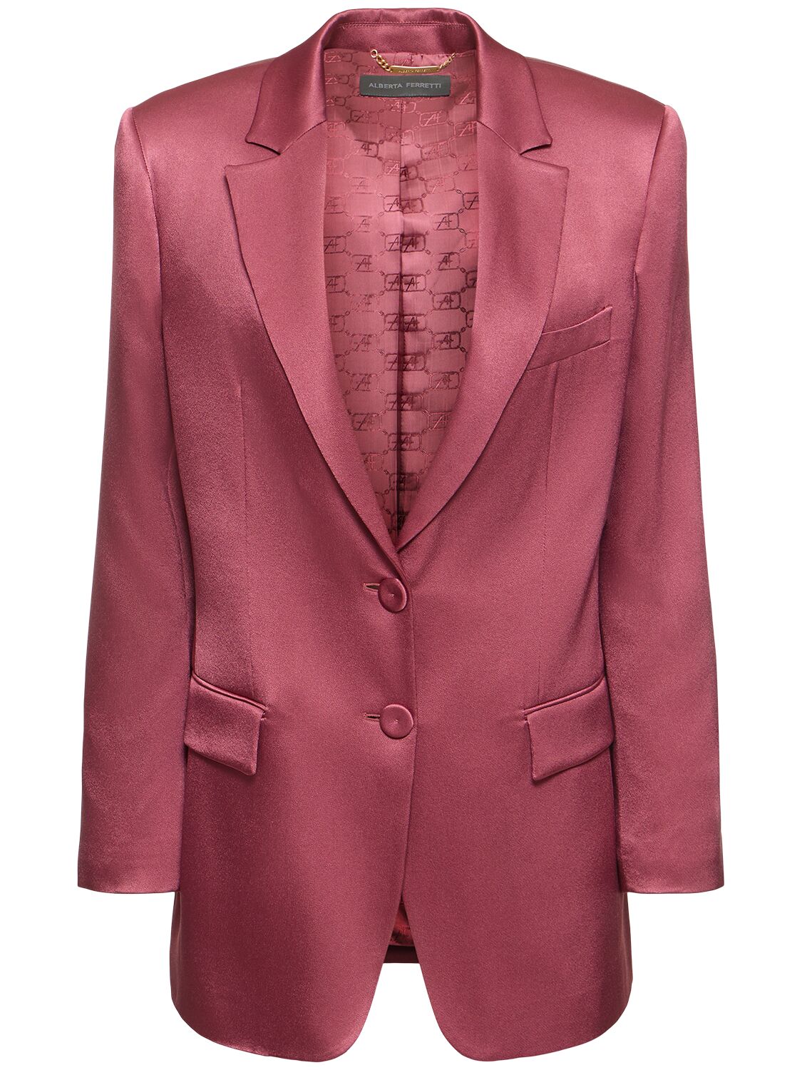 Alberta Ferretti Satin Jacket In Dark Pink