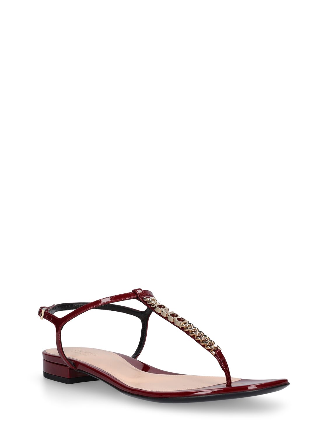 Shop Gucci 15mm Signoria Leather Thong Sandals In Rosso Ancora