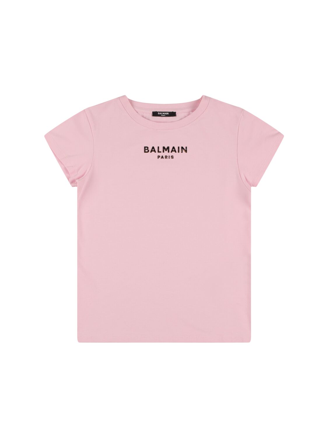 Balmain Kids' Organic Cotton Jersey T-shirt In Pink