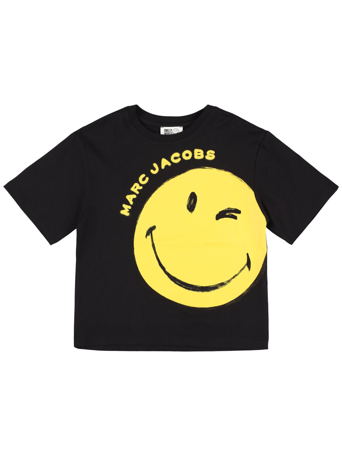 Marc Jacobs Kids' Smileyworld Organic Cotton T-shirt In Black