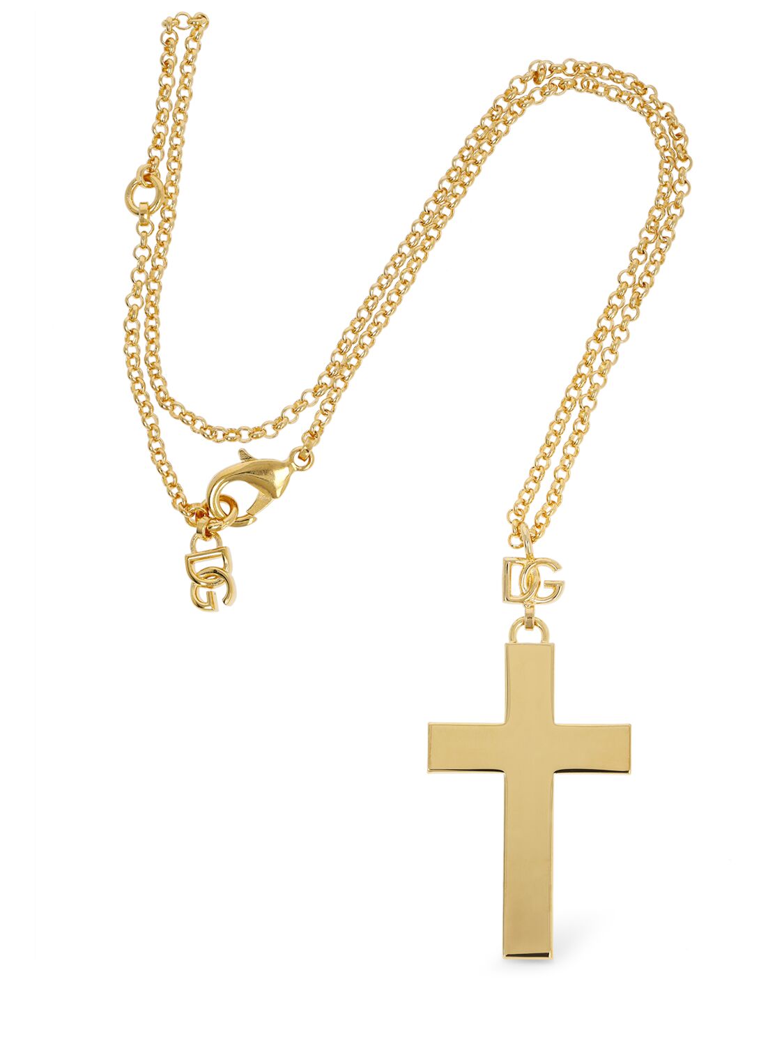 Shop Dolce & Gabbana Plated Cross Pendant Necklace In Gold