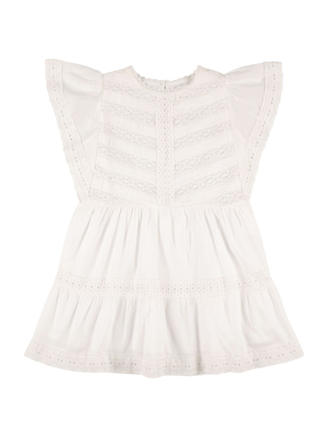 The New Society Kids' Embroidered Cotton Poplin Dress In Off White