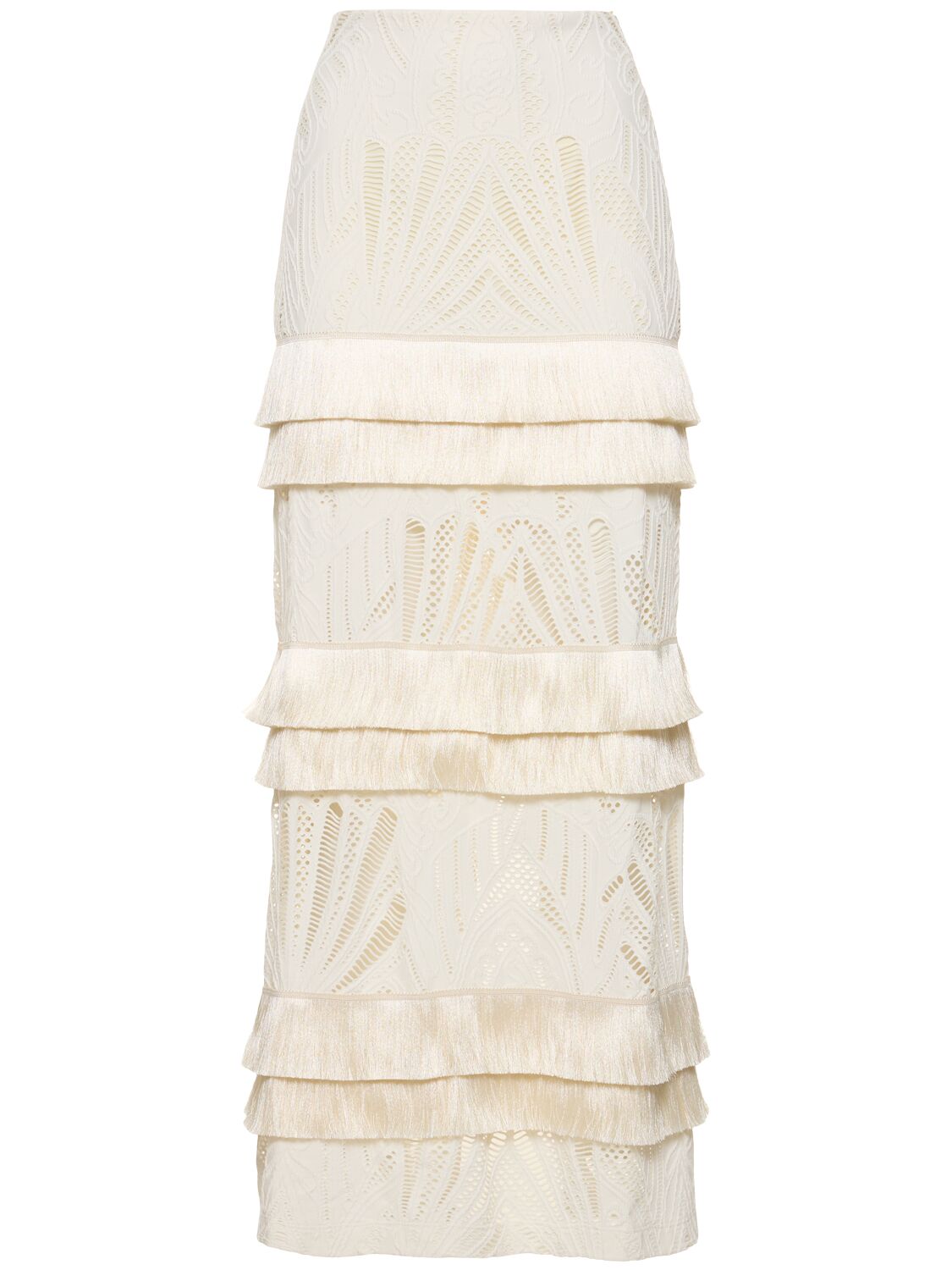 Image of Fringed Lace Maxi Skirt
