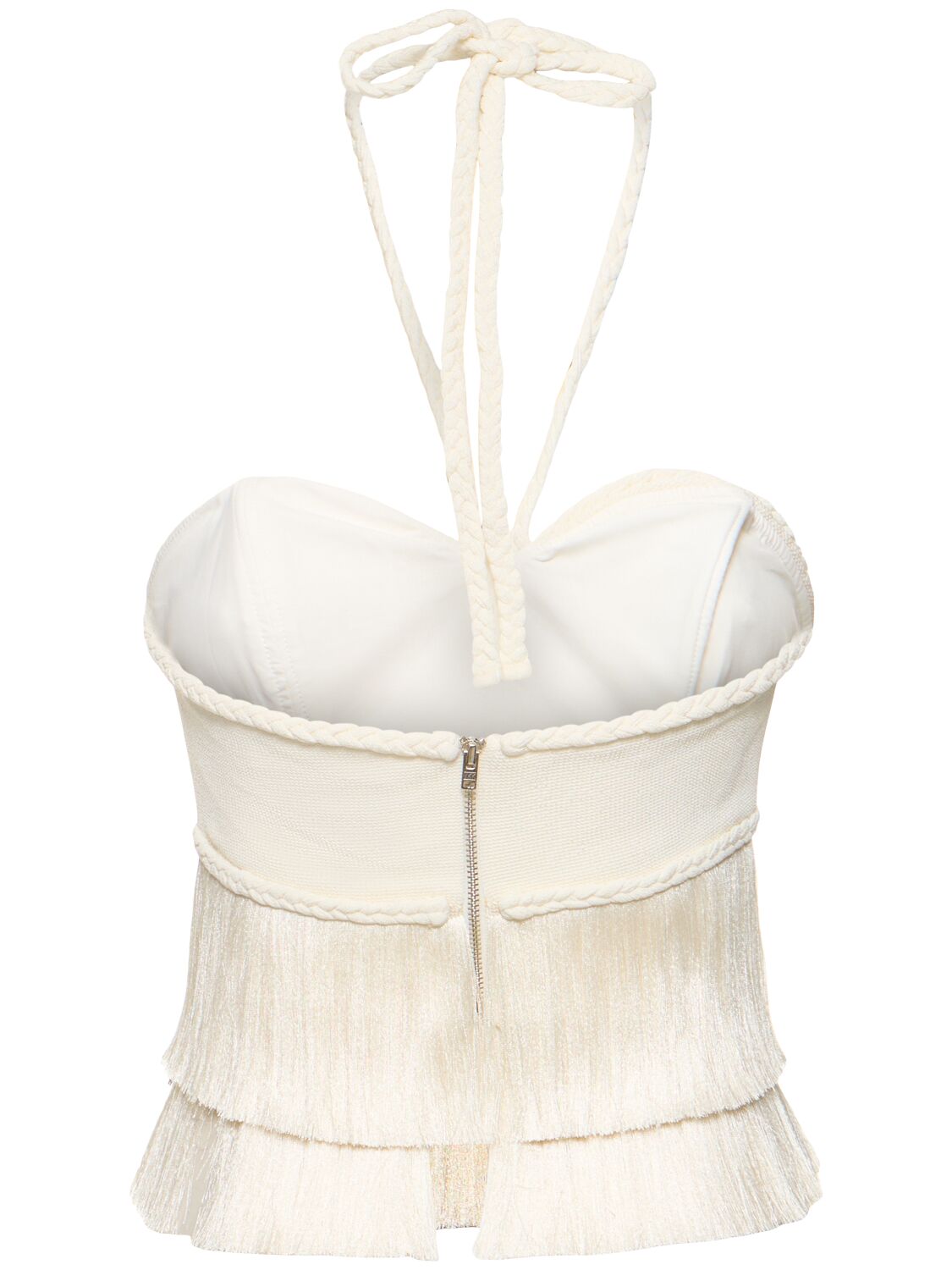 Shop Patbo Fringed Halter Top In White