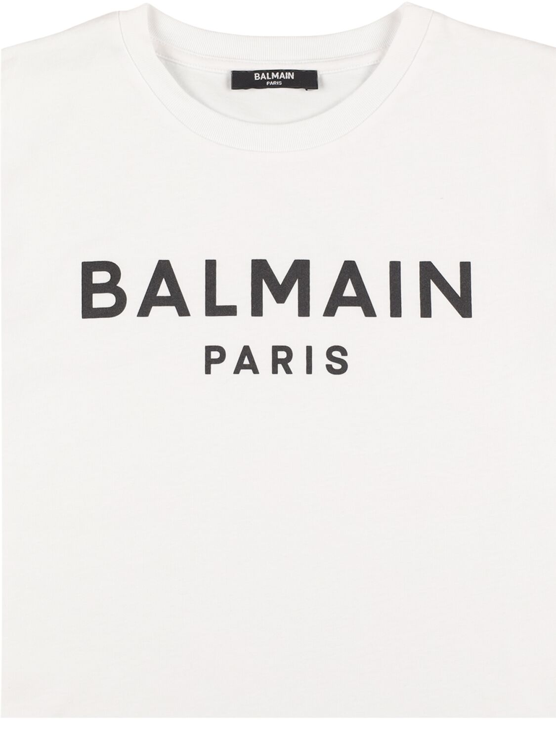 Shop Balmain Logo Cotton Jersey T-shirt In White,black