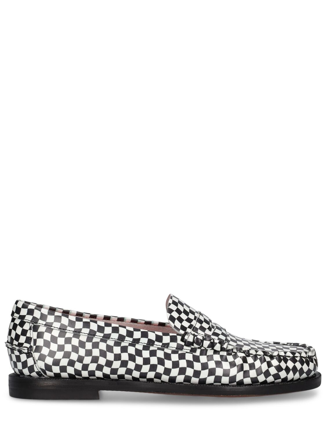Image of Dan Chessboard Smooth Leather Loafers