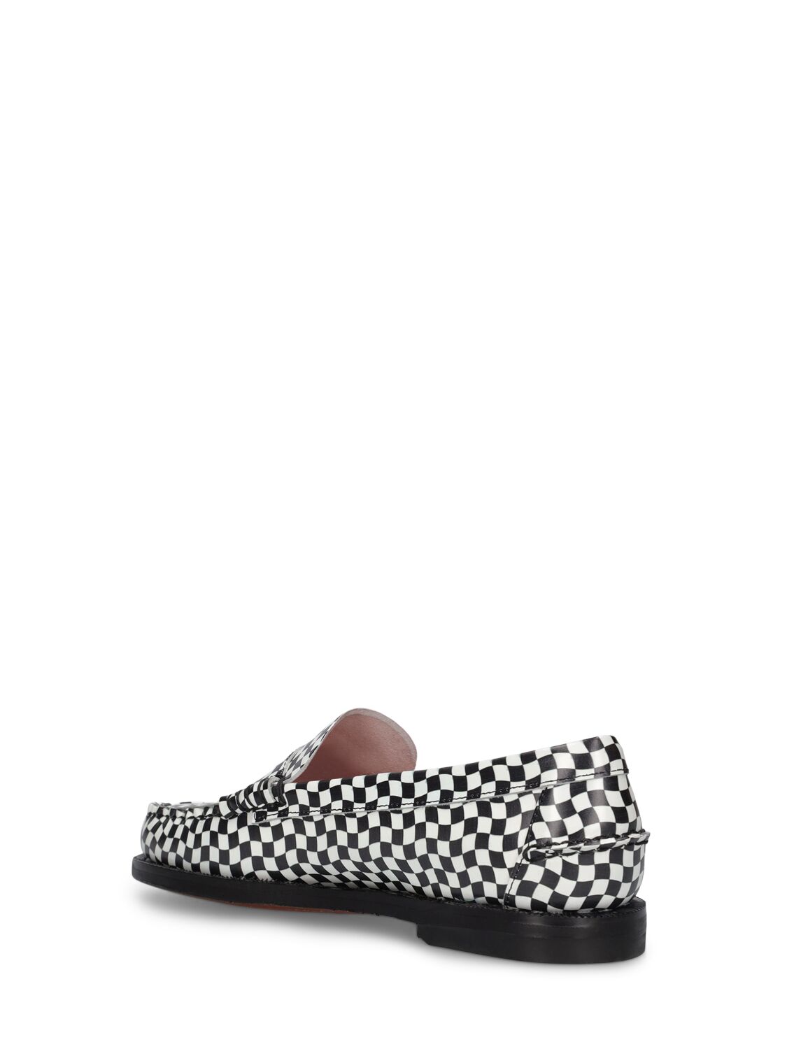 Shop Sebago Dan Chessboard Smooth Leather Loafers In Black,color