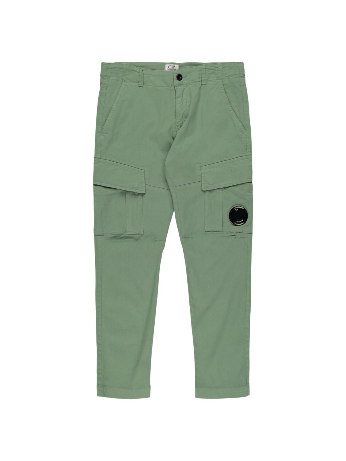 C.p. Company Kids' Stretch Cotton Gabardine Cargo Pants In Dark Green