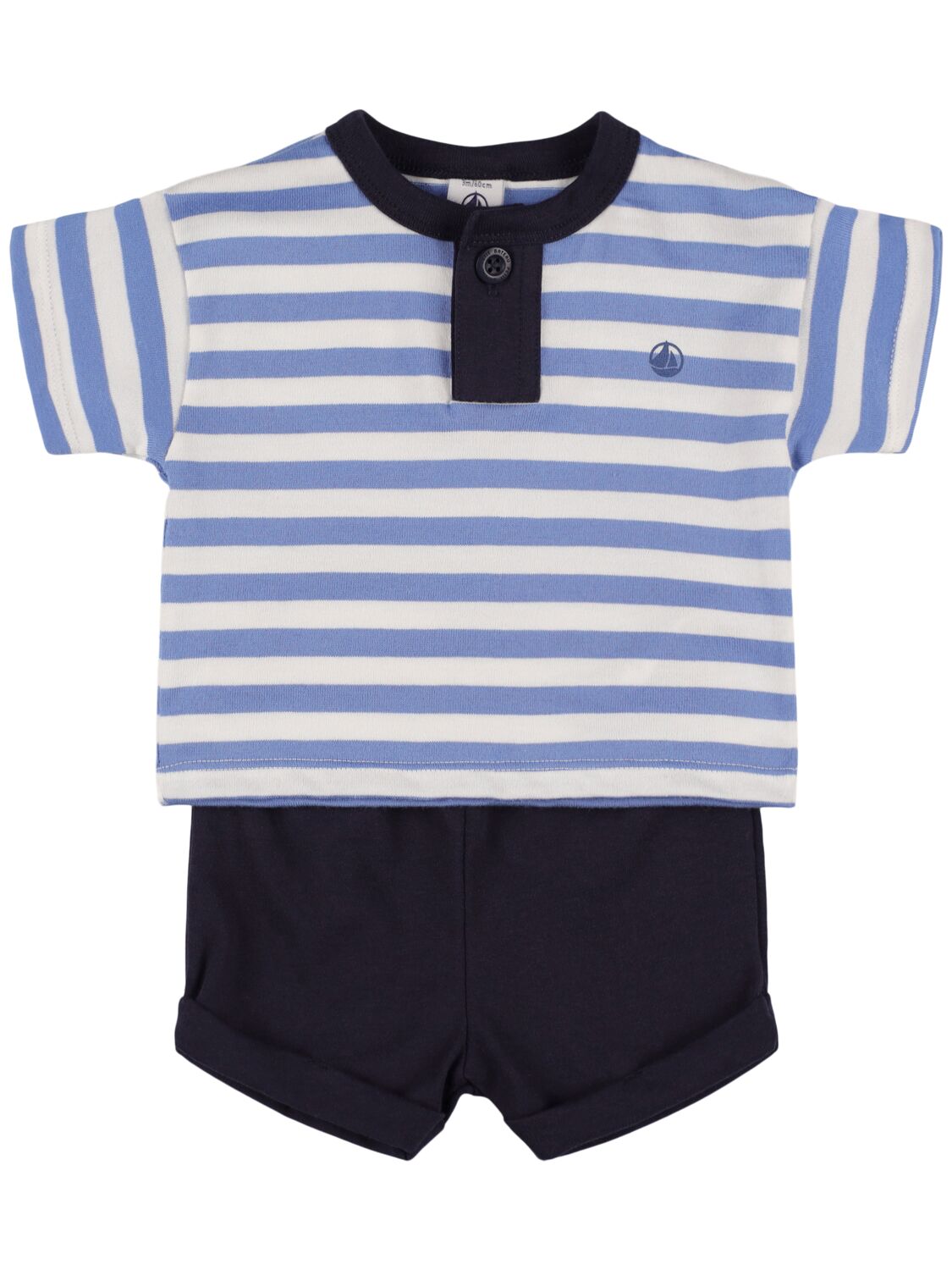 Image of Striped Cotton T-shirt & Shorts