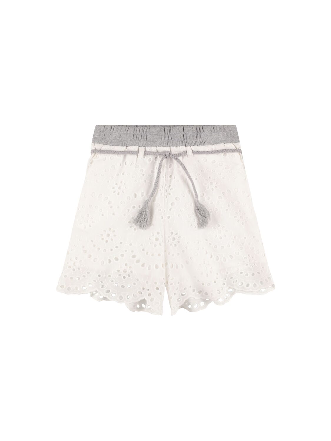 Max & Co Kids' Cotton Eyelet Lace Shorts W/bow In White