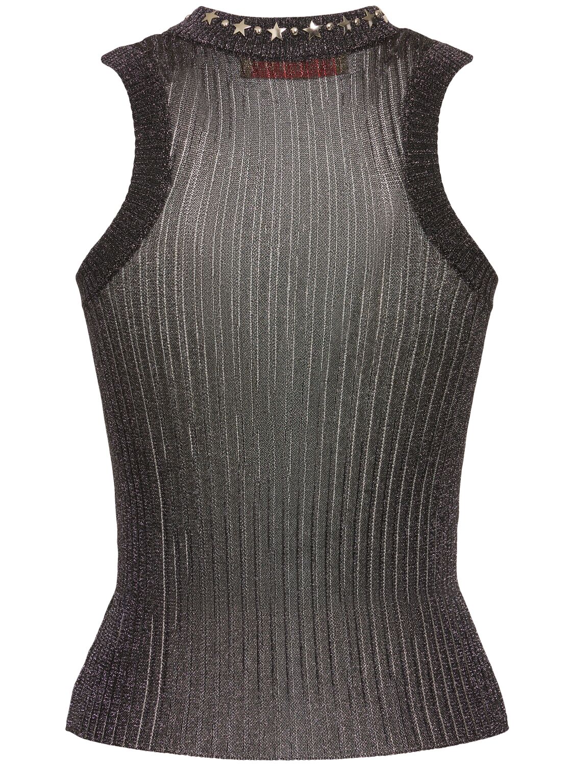 Shop Cormio Jin Metal Fiber Knit Tank Top In 黑色