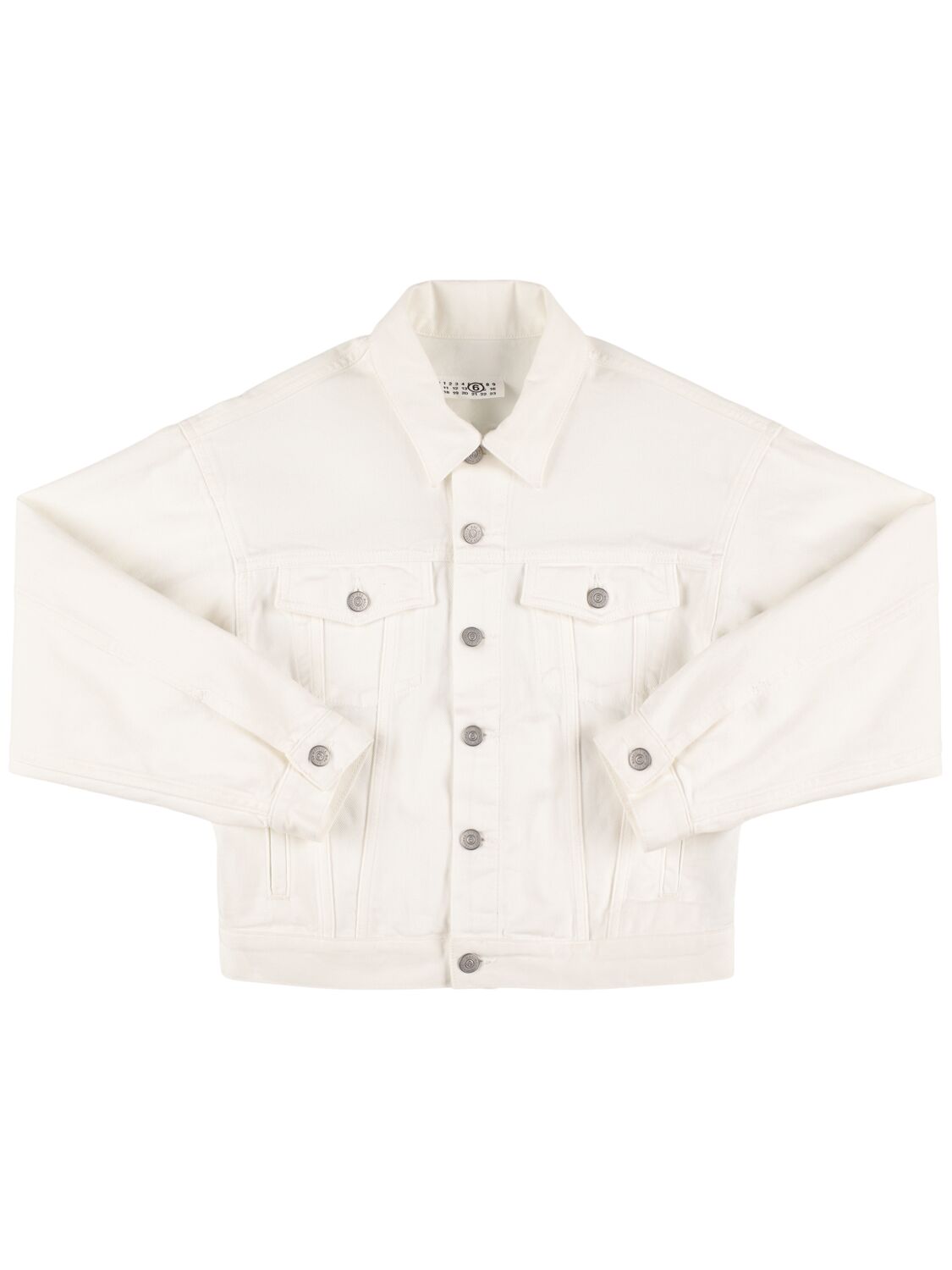 Mm6 Maison Margiela Kids' Rear Logo Print Denim Jacket In White
