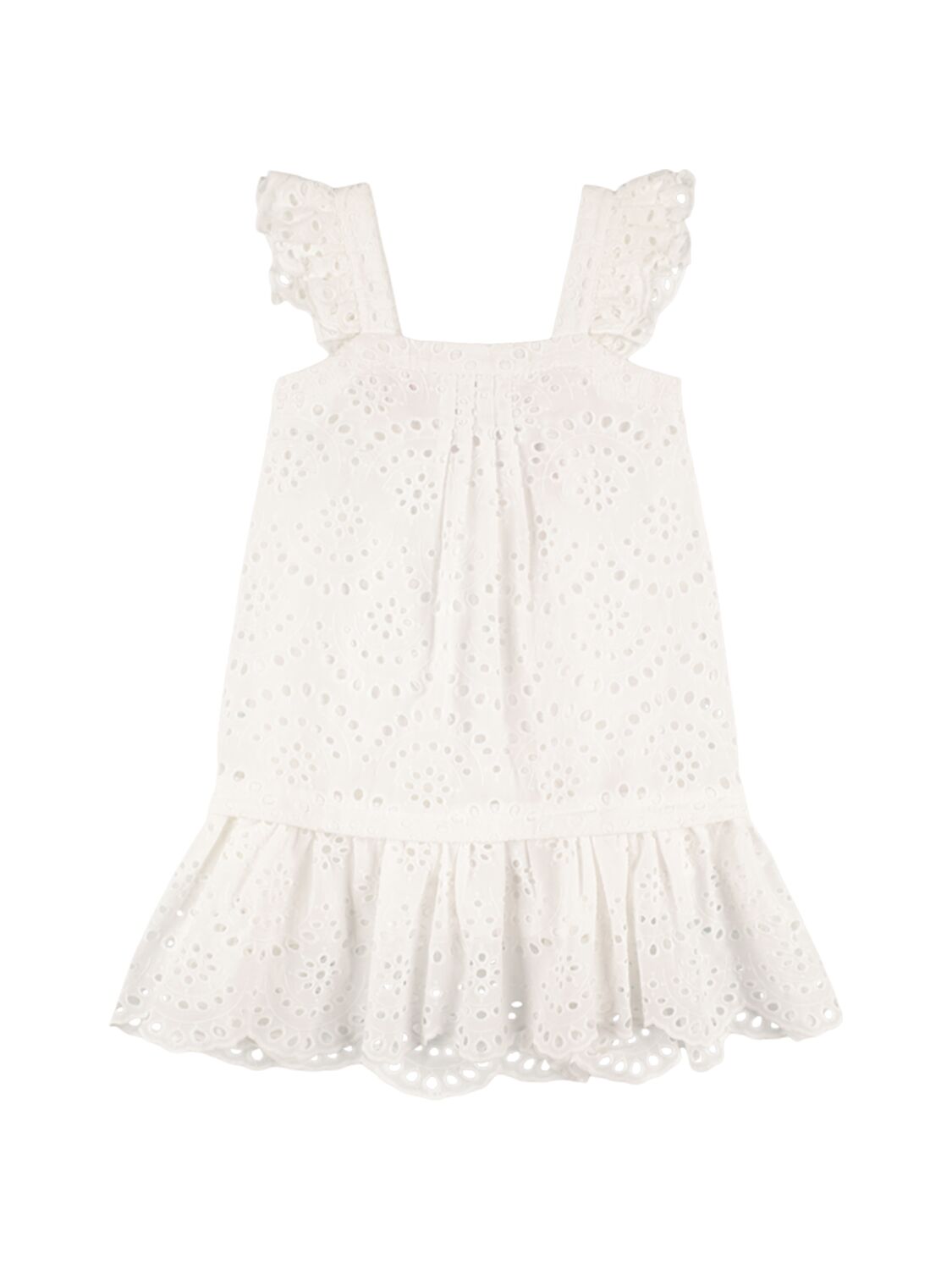 Max & Co Kids' Cotton Eyelet Lace Dress W/ Ruffles In White