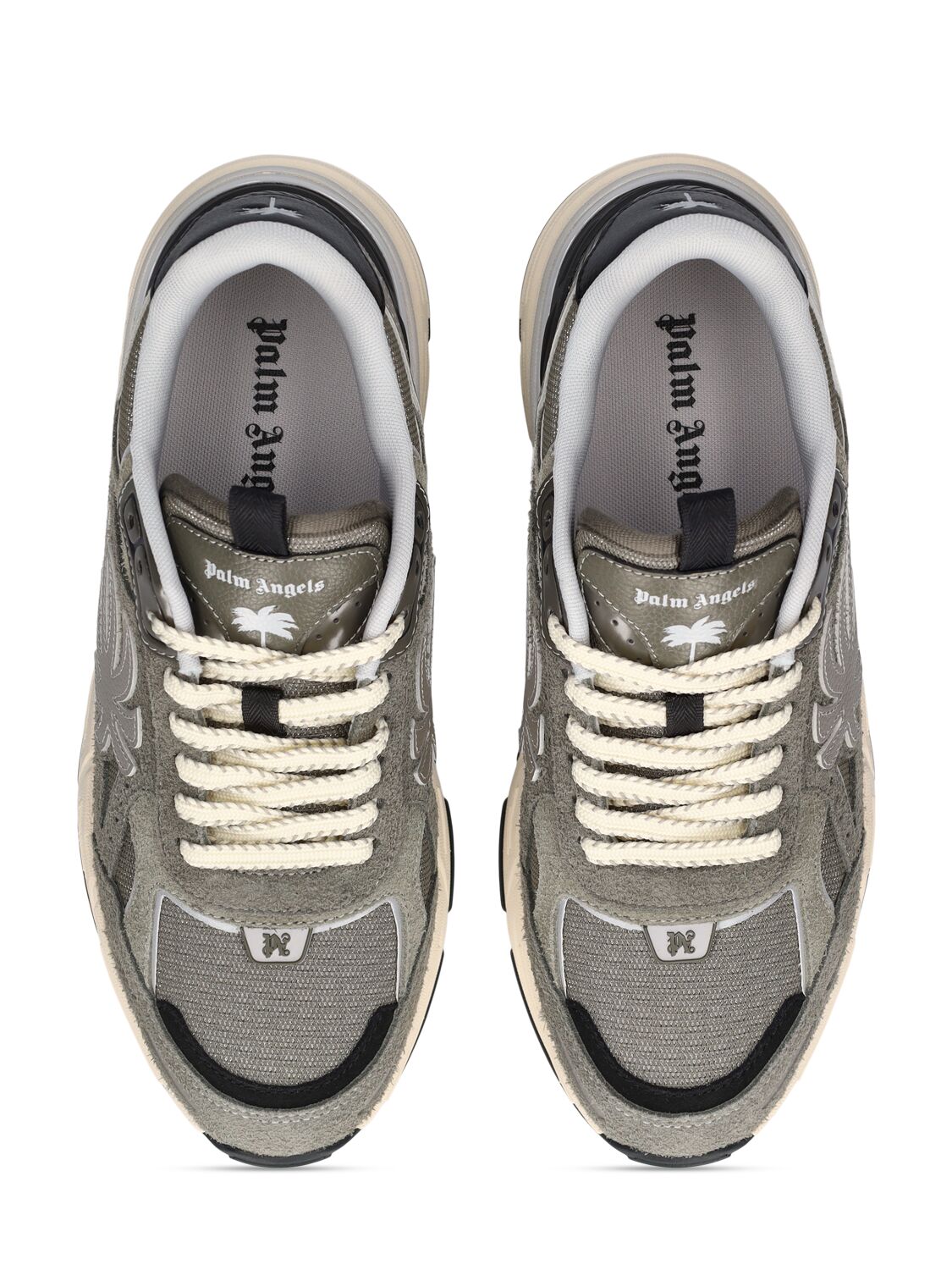 Shop Palm Angels Pa 4 Leather Sneakers In Dark Grey