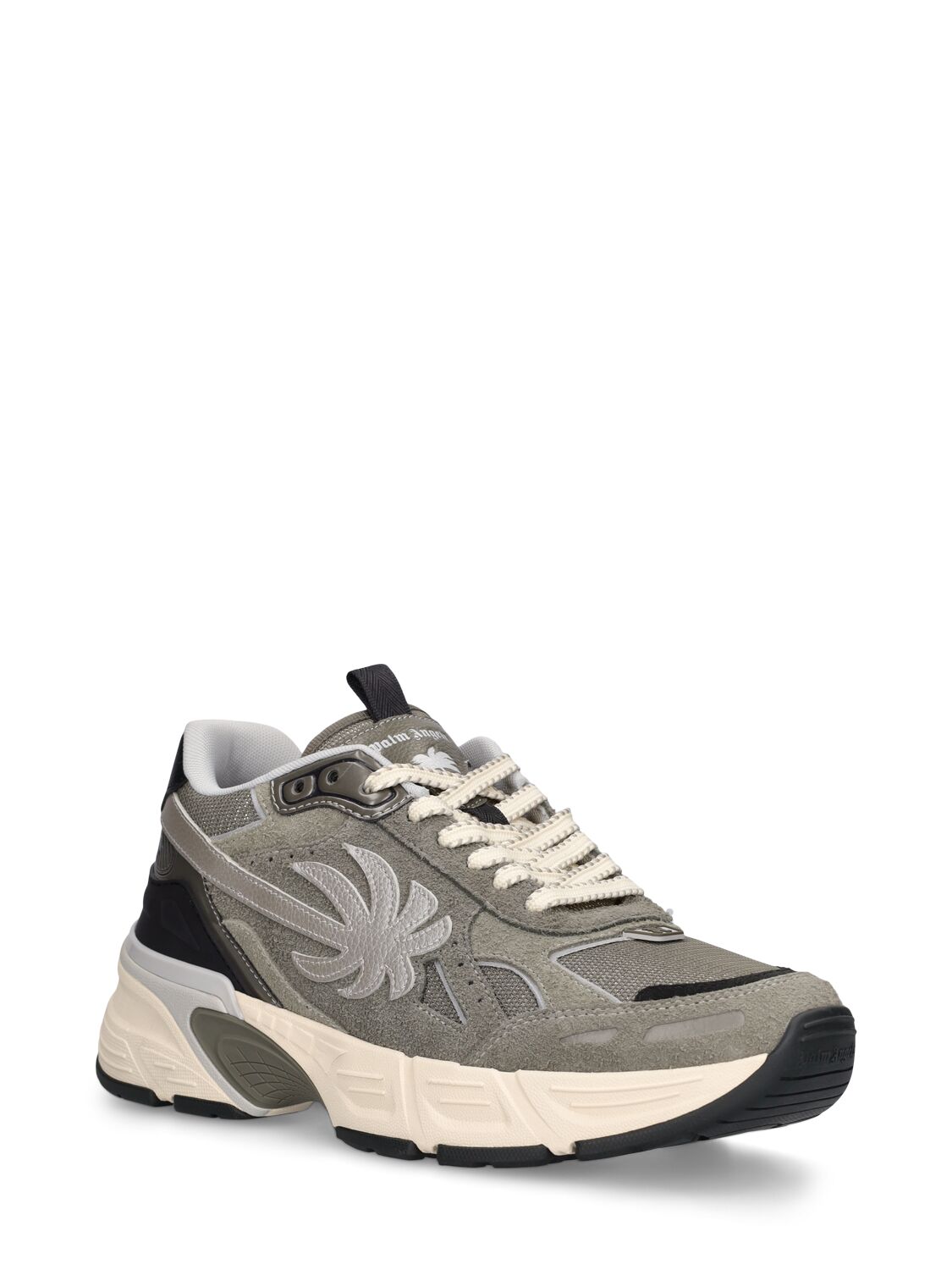 Shop Palm Angels Pa 4 Leather Sneakers In Dark Grey