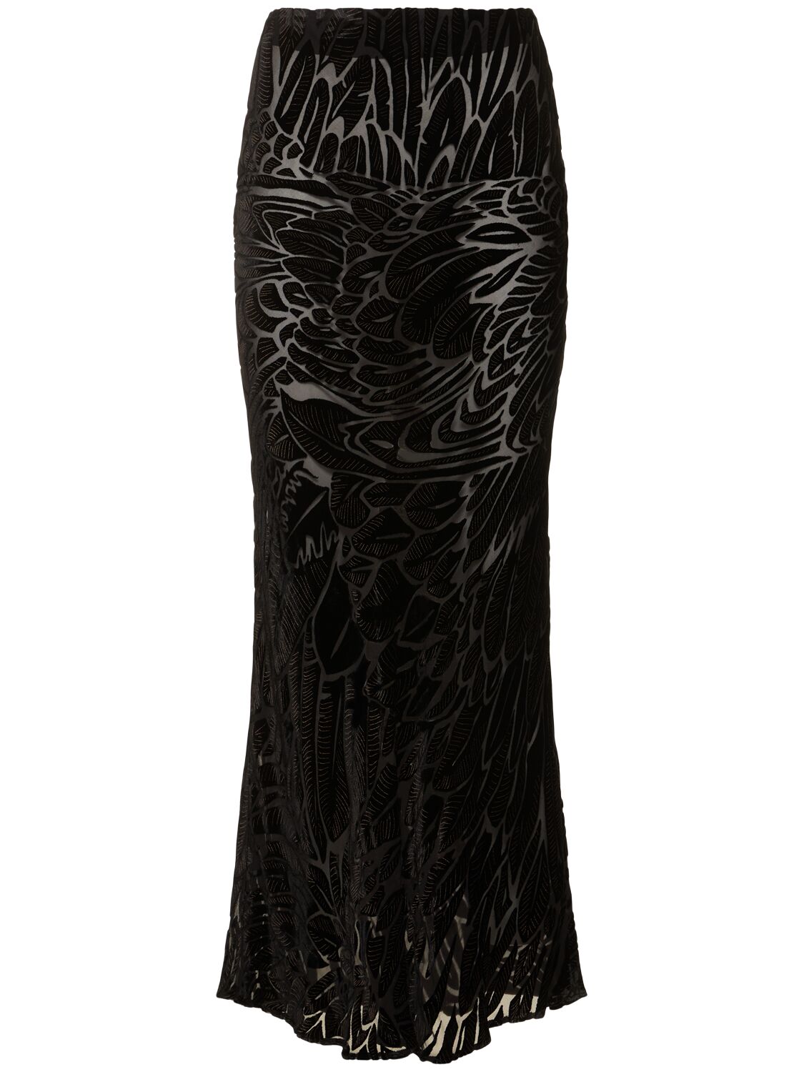 Roberto Cavalli Velvet Devoré Long Skirt In Black