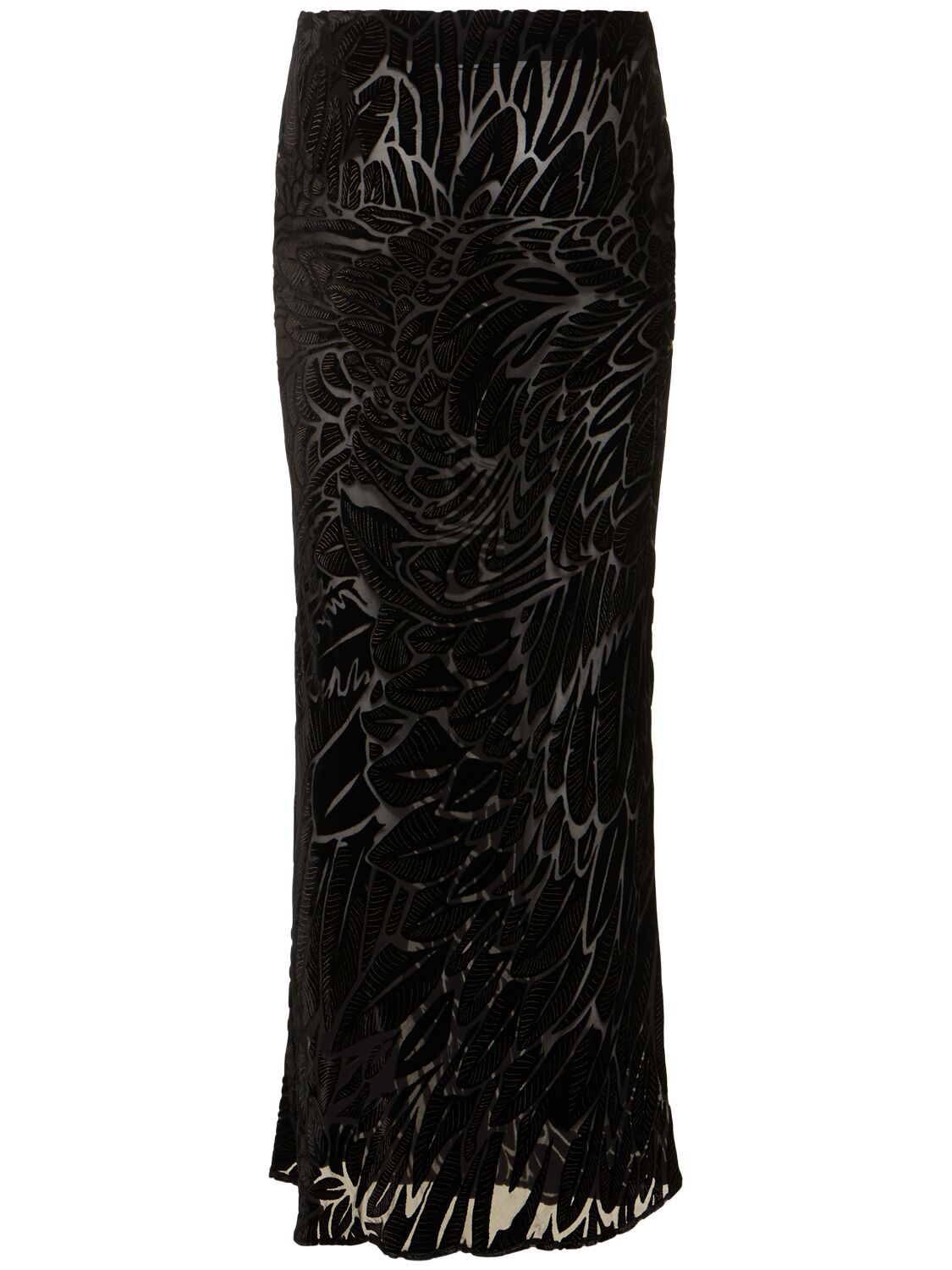 Shop Roberto Cavalli Velvet Devoré Long Skirt In Black