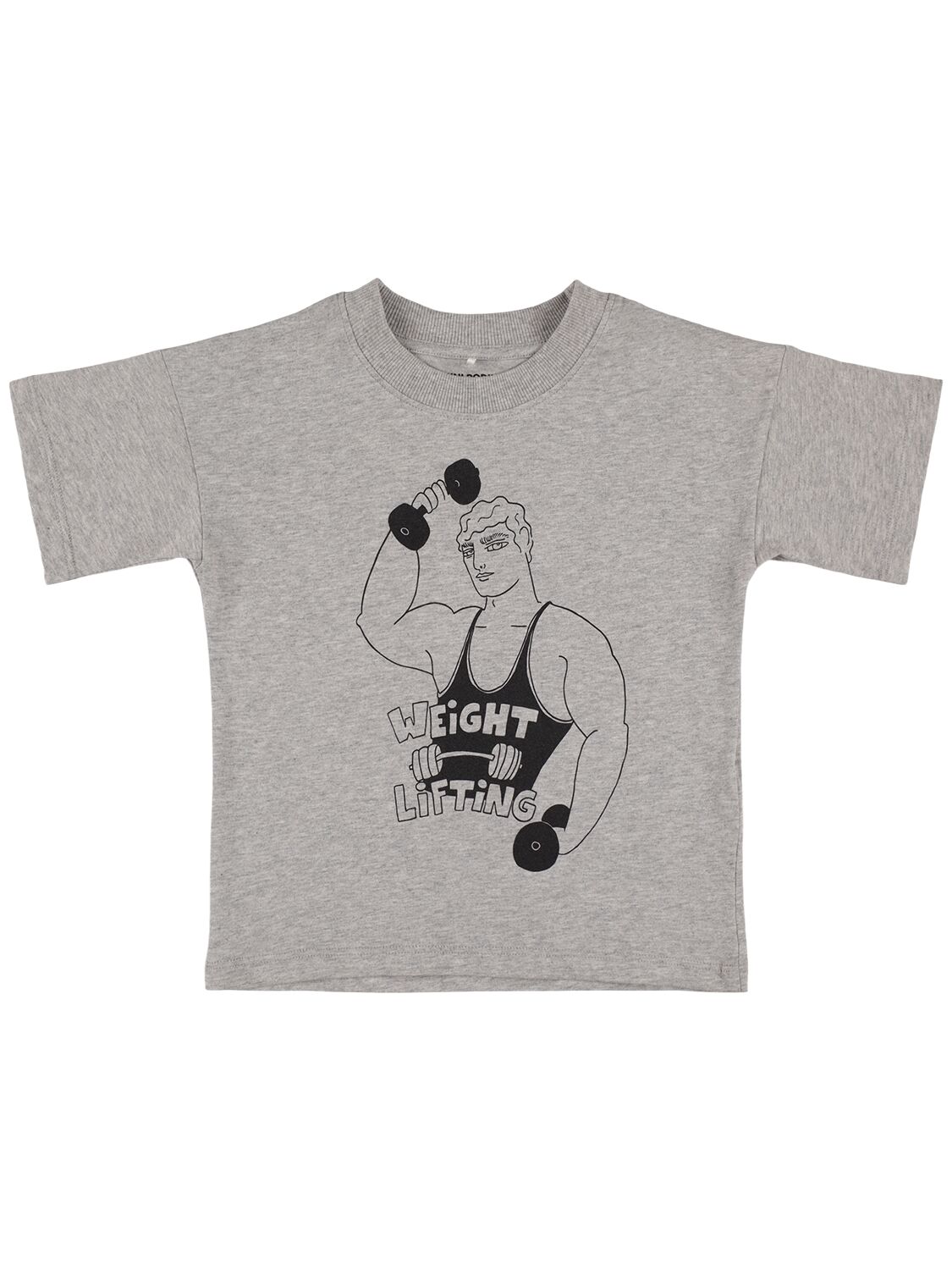 Mini Rodini Babies' Printed Organic Cotton T-shirt In Light Grey