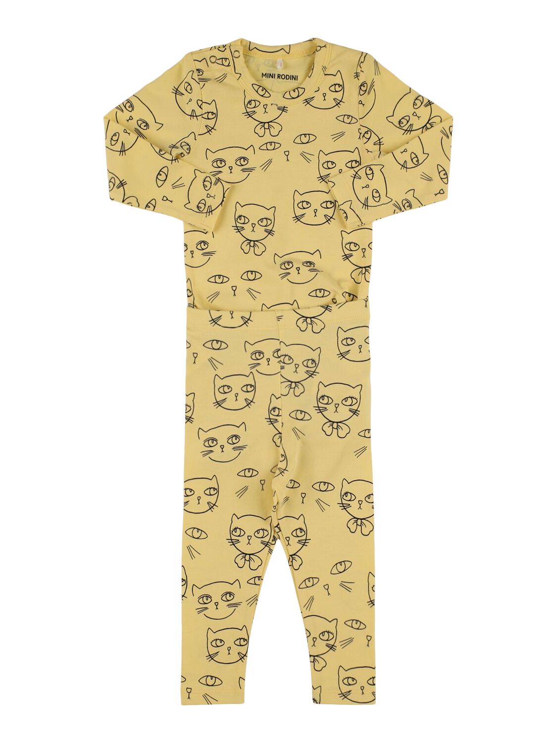 Mini Rodini Babies' Printed Stretch Cotton Bodysuit & Trousers In Light Yellow