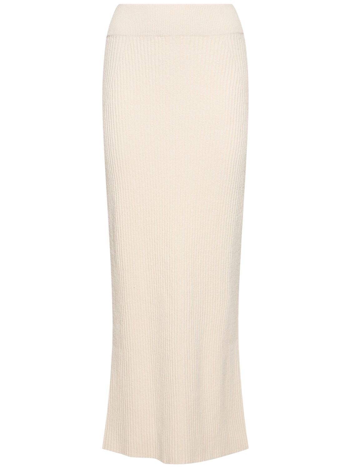 Bouclé Knit Cotton Blend Long Skirt