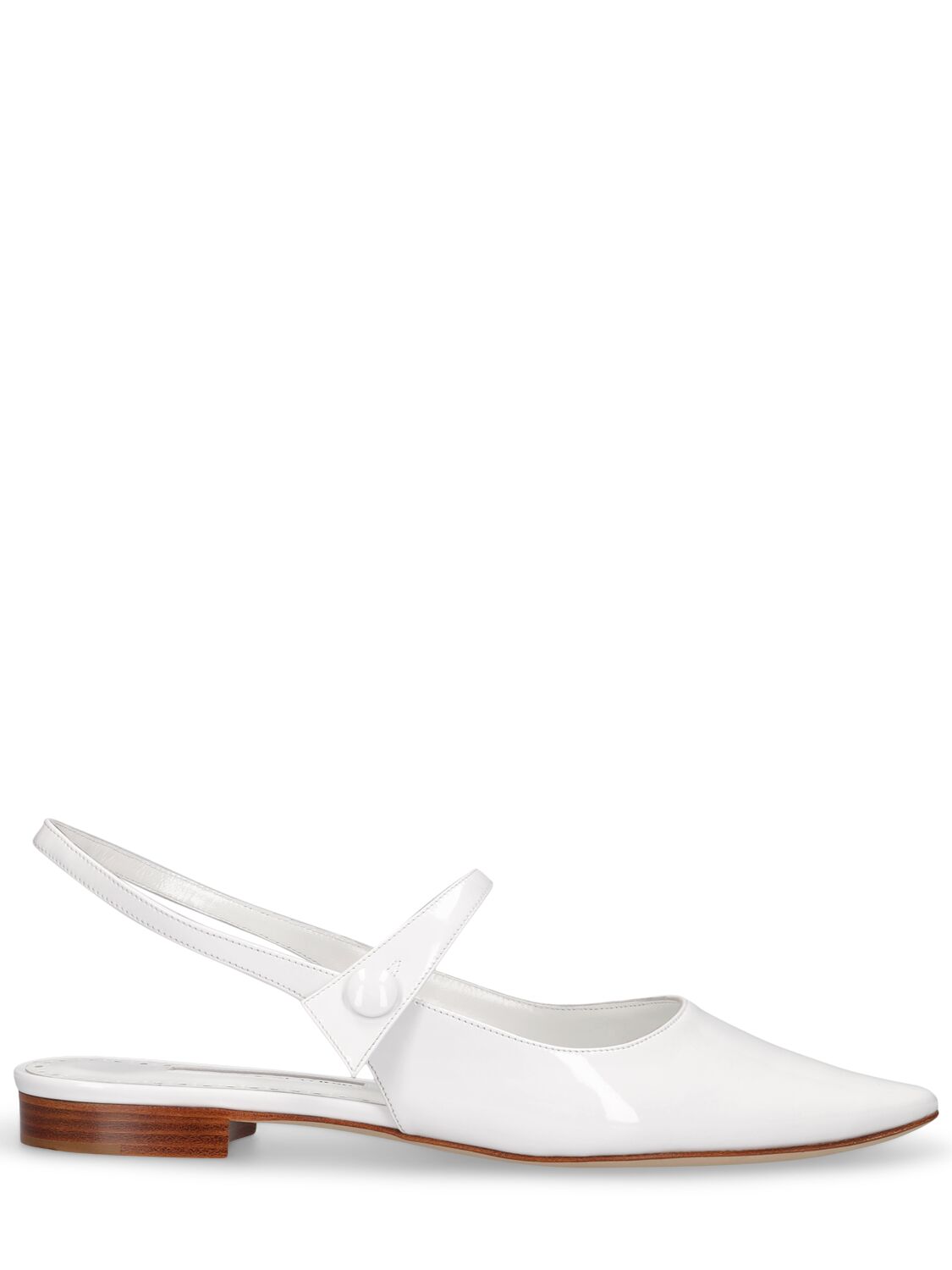 Shop Manolo Blahnik 10mm Didionflat Patent Leather Flats In White
