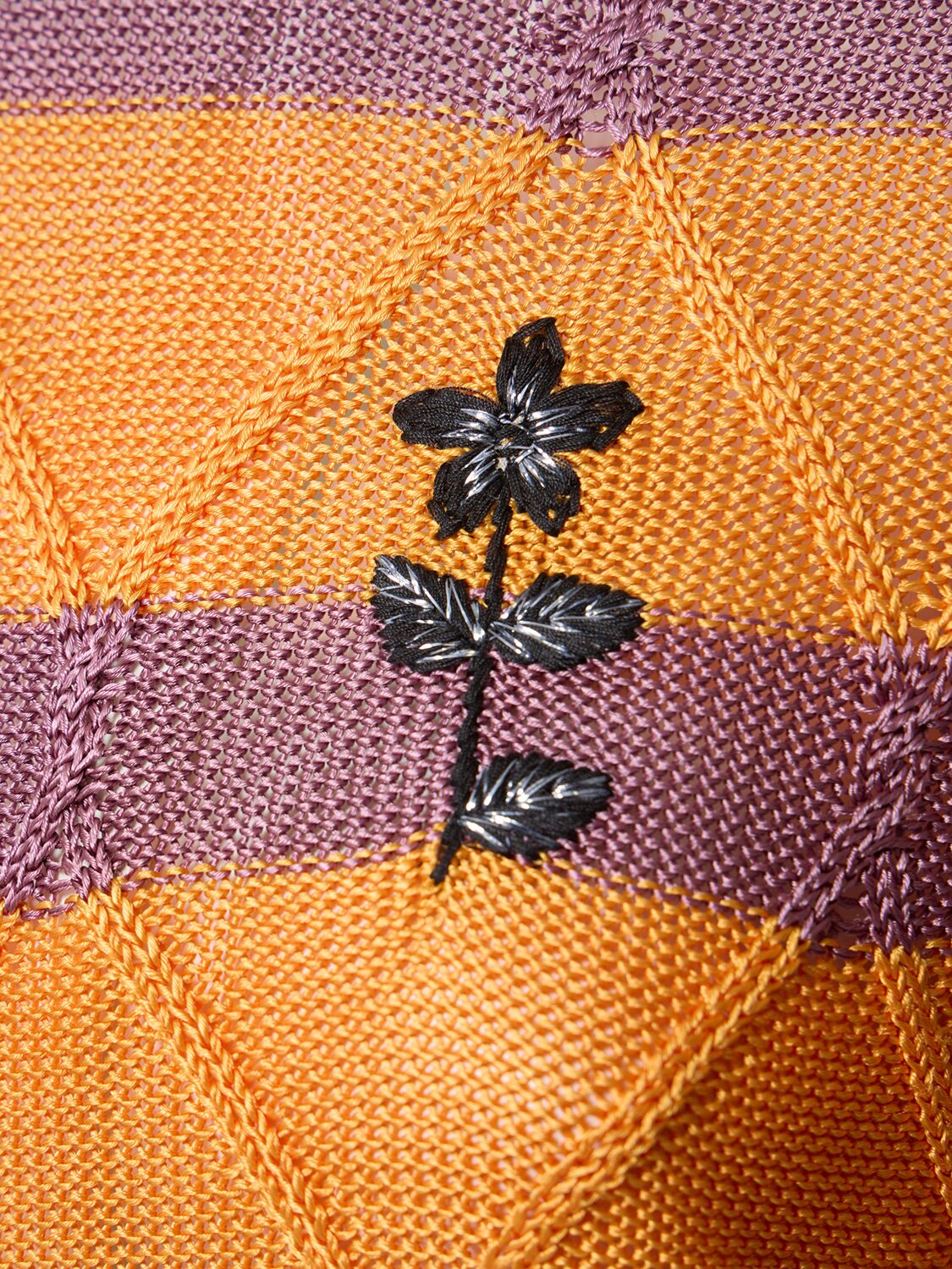 Shop Cormio Olaf Long Sleeve Viscose Sweater W/ Lace In 紫色,橙色