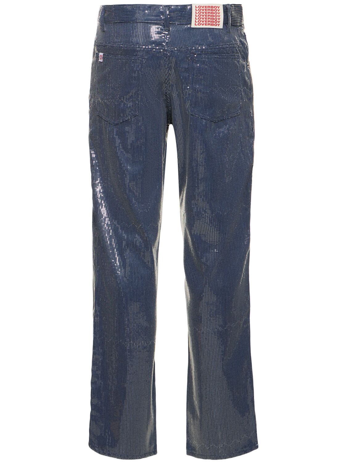 Shop Charles Jeffrey Loverboy Art Cotton & Viscose Denim Jeans In 蓝色
