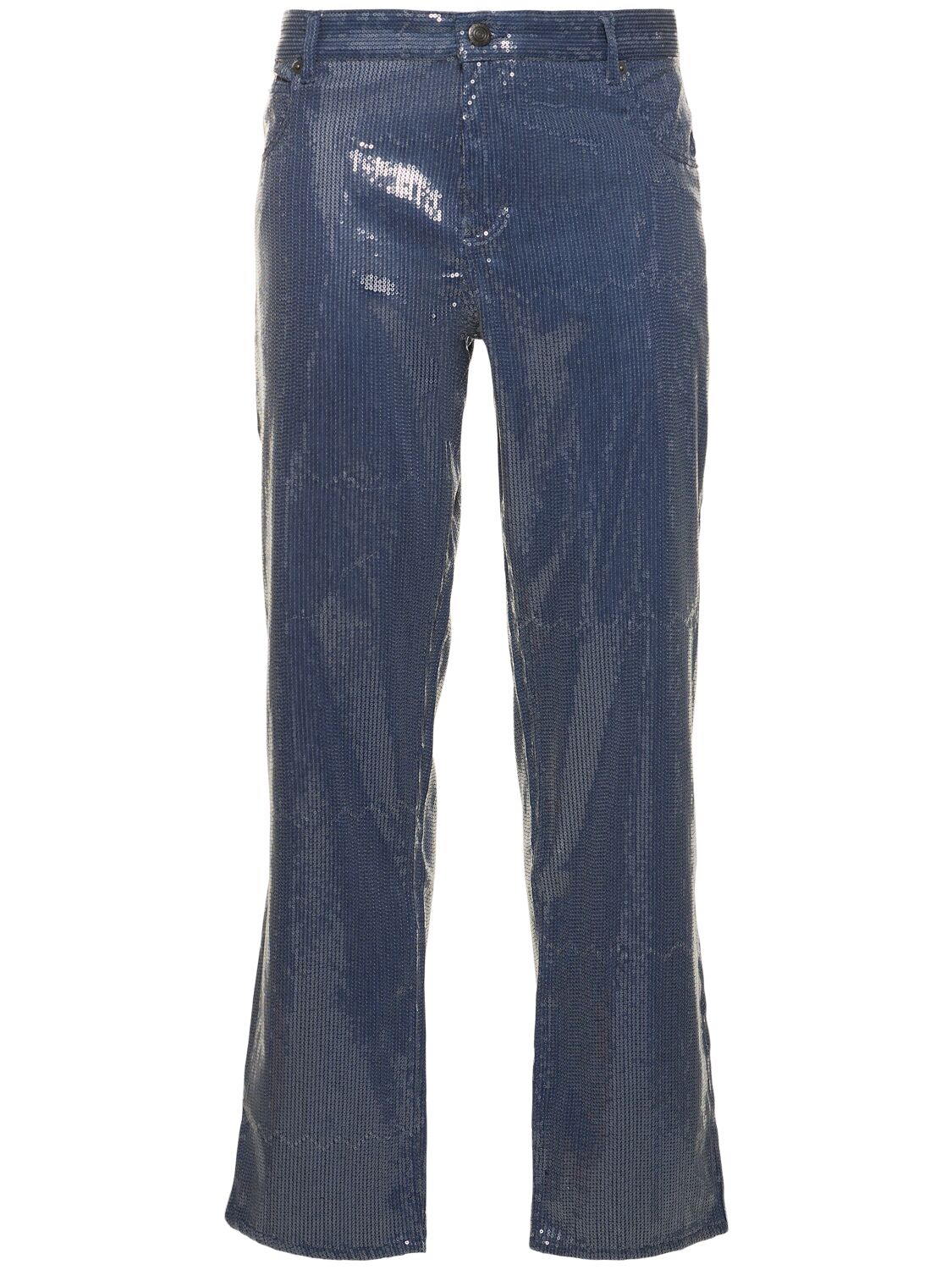Charles Jeffrey Loverboy Art Cotton & Viscose Denim Jeans In 蓝色