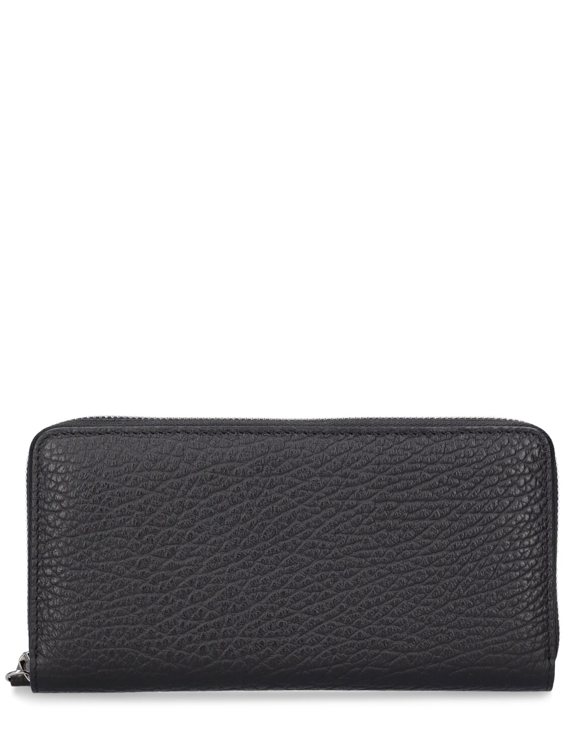 Shop Maison Margiela Continental Zip Around Leather Wallet In Black