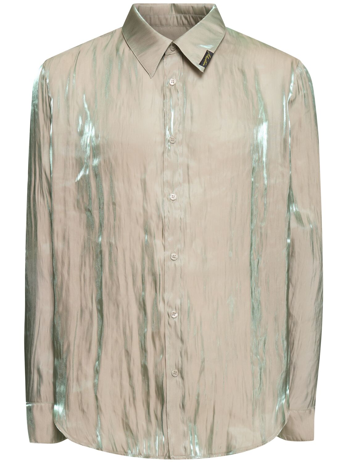 Martine Rose Logo Iridescent Long Sleeve Shirt In 白色