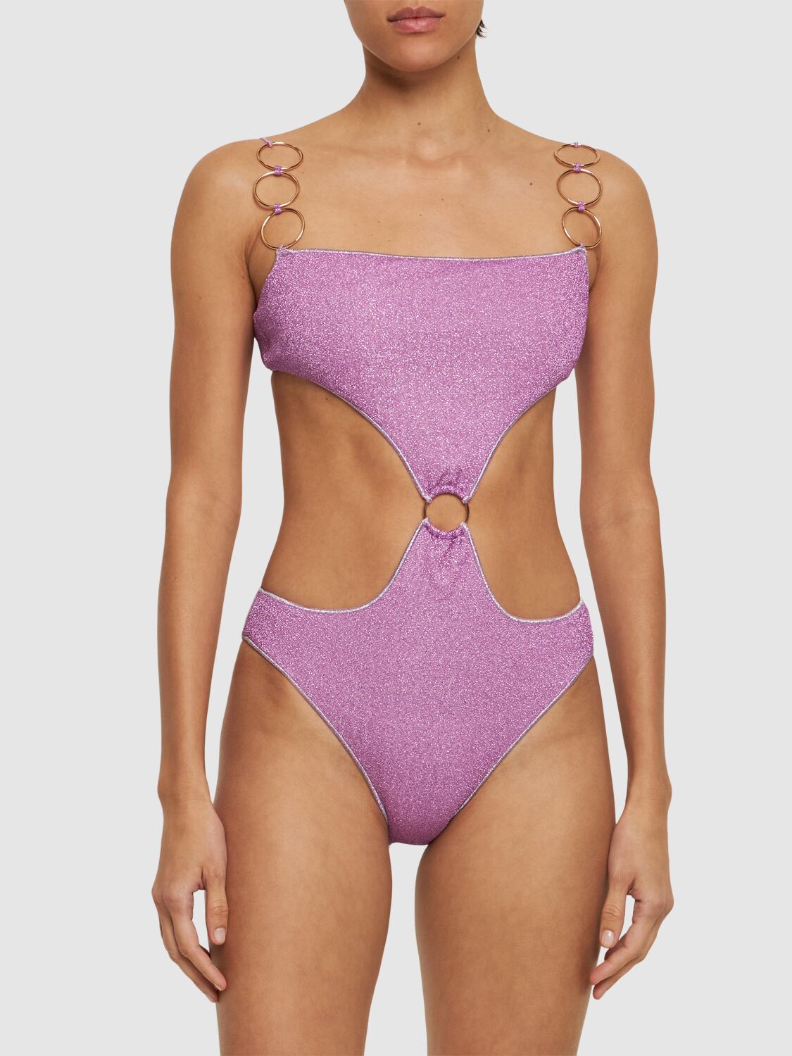 Shop Oséree Swimwear Lumière Ring Cutout Swimsuit In 紫色